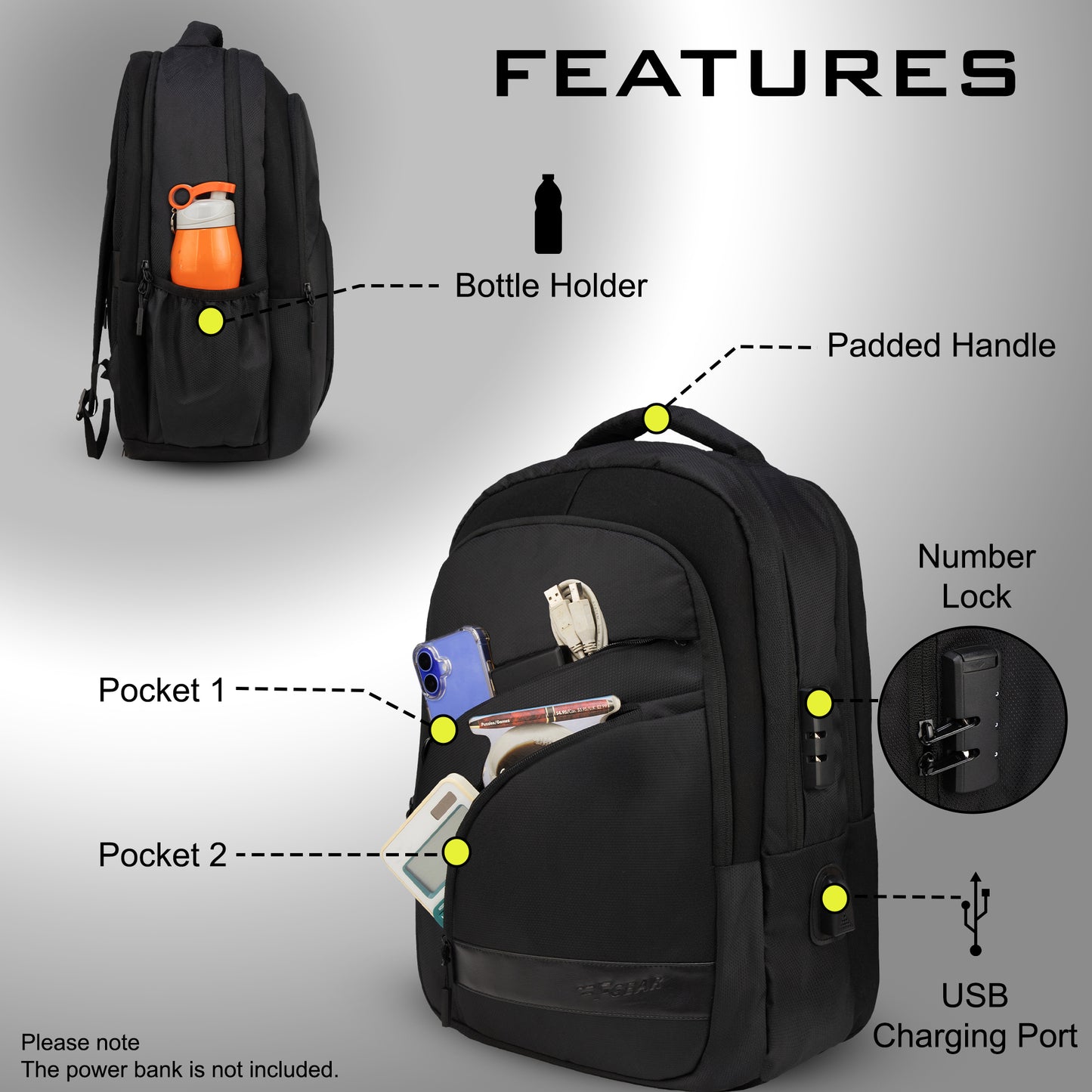 Asset 35L Black Laptop Backpack