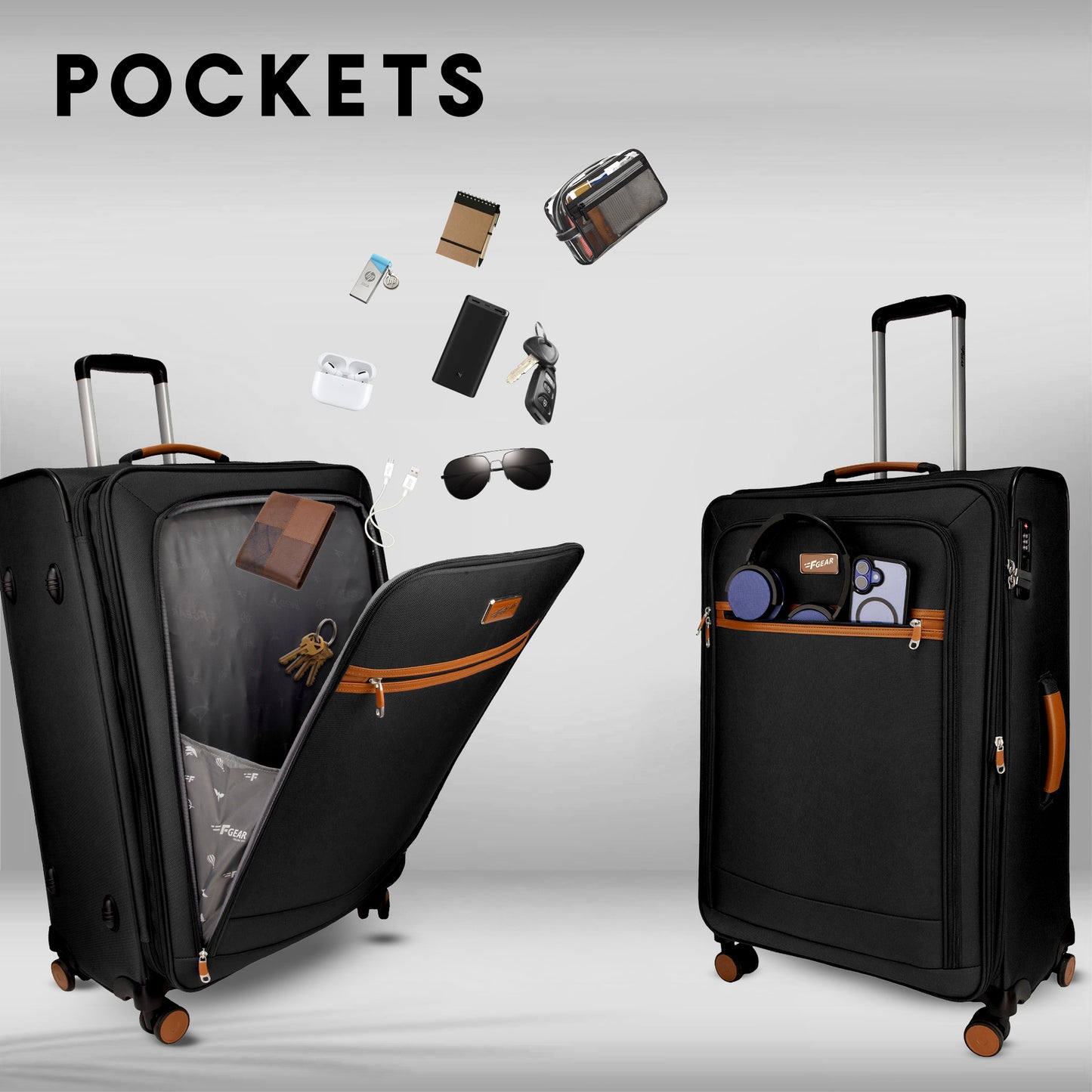 SoftAir Medium Black Check-in Suitcase