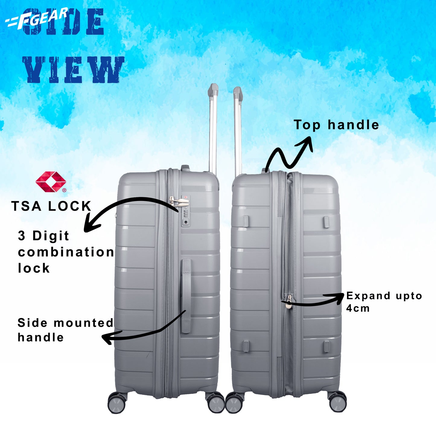 Bastion 28" Light Grey Expandable Large Check-in Suitcase