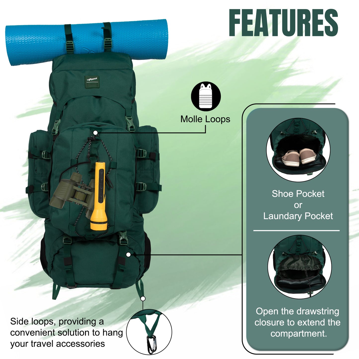 Levante 87L Spruce Green Rucksack