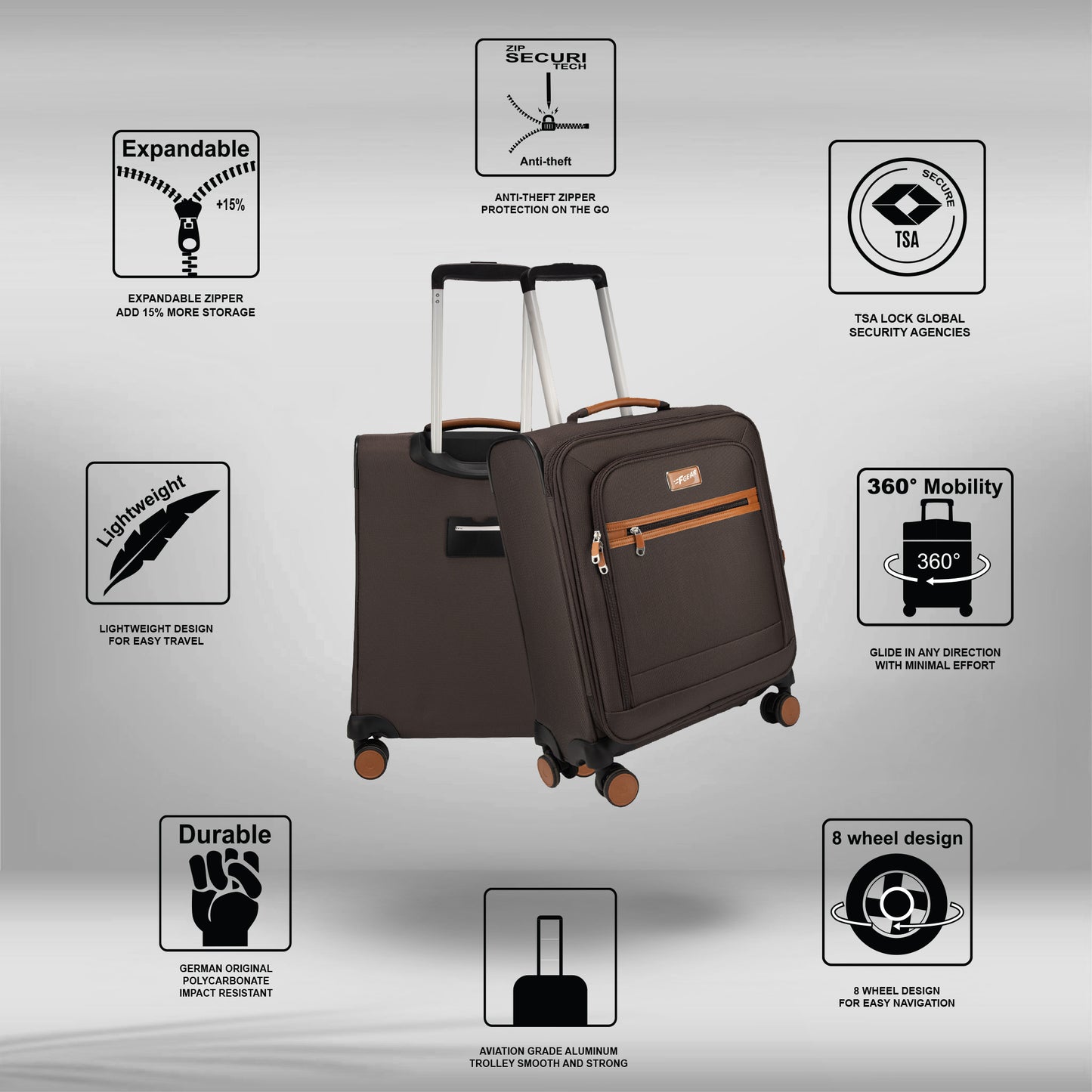 SoftAir Small Grey Cabin Suitcase
