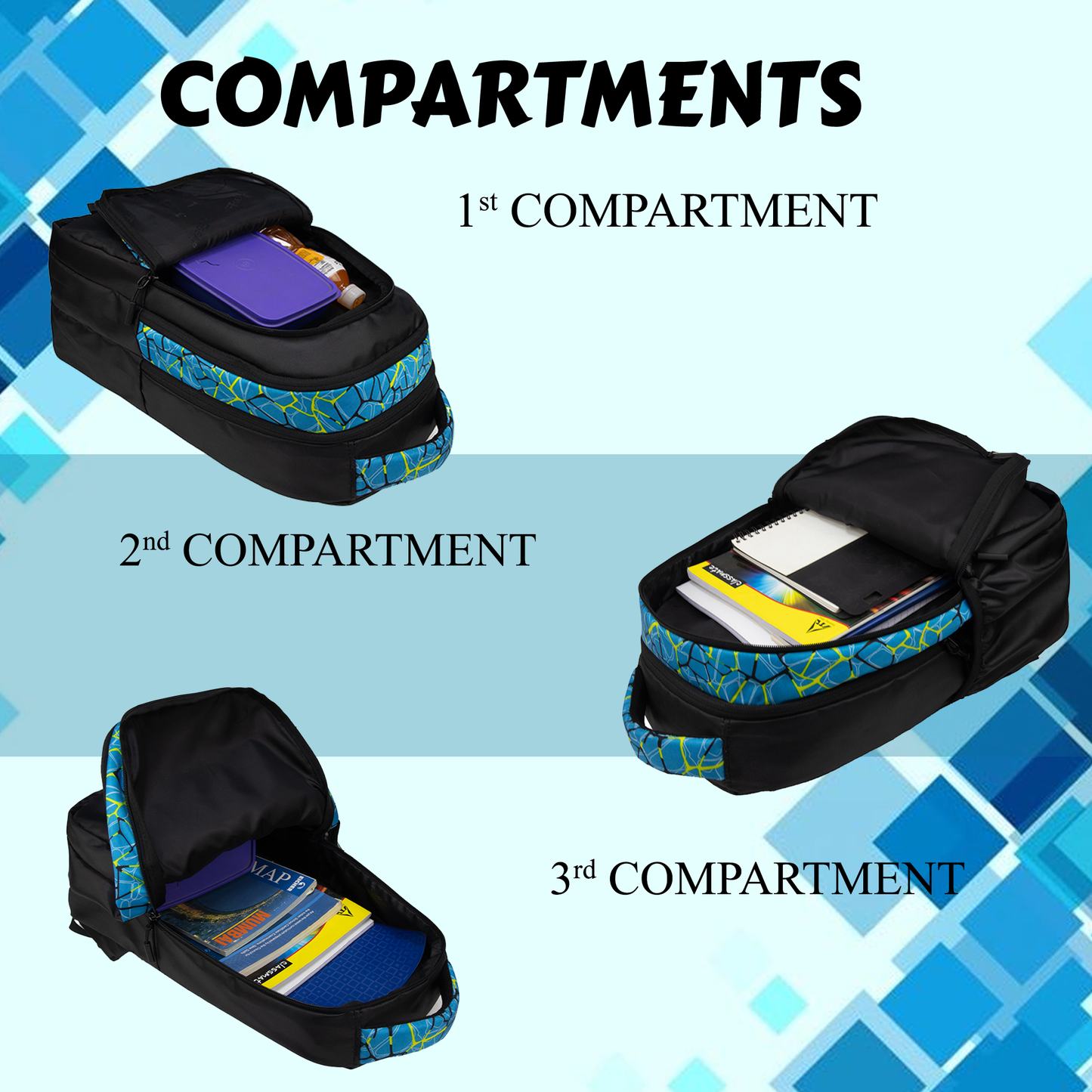 Panya 21L Black Blue Nested Backpack