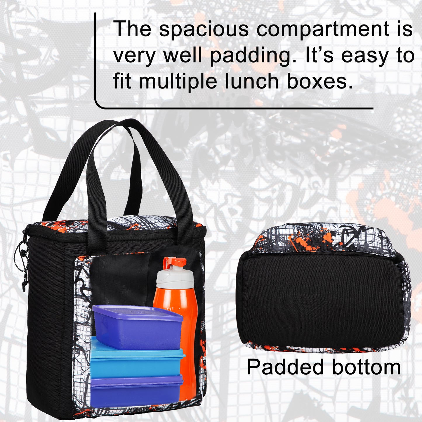 Hoover 7L Graphic Black Orange Lunch Bag