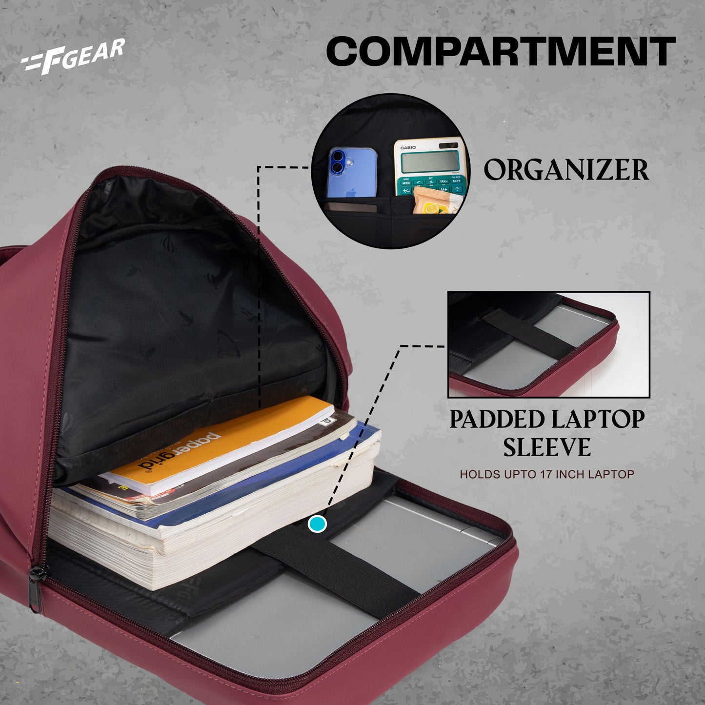 Judy 19L Maroon Laptop Backpack