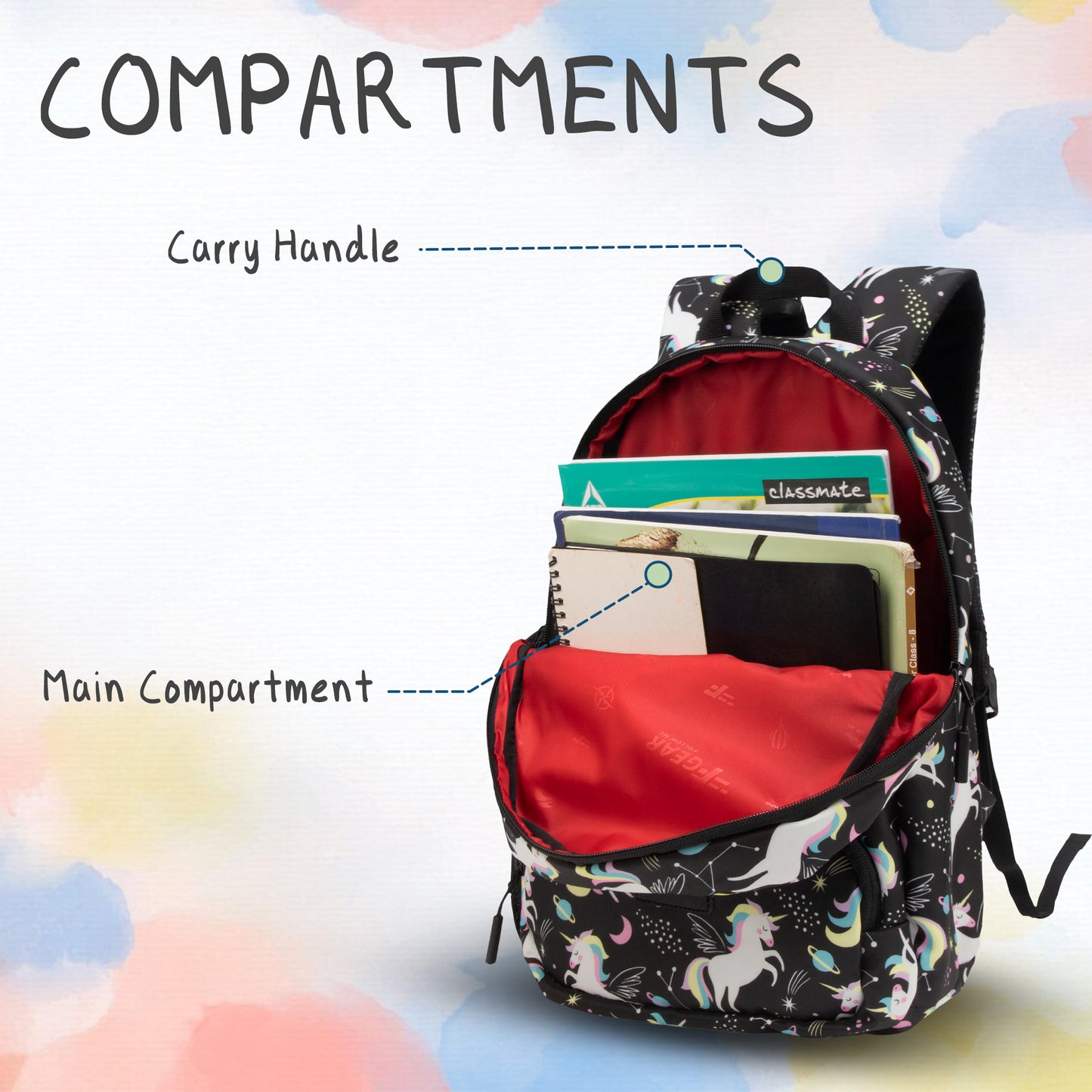 Colour Buddy 12L Black Unicorn Backpack