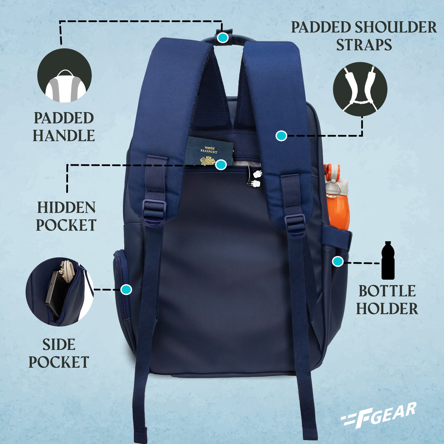 Judy 19L Navy Blue Laptop Backpack