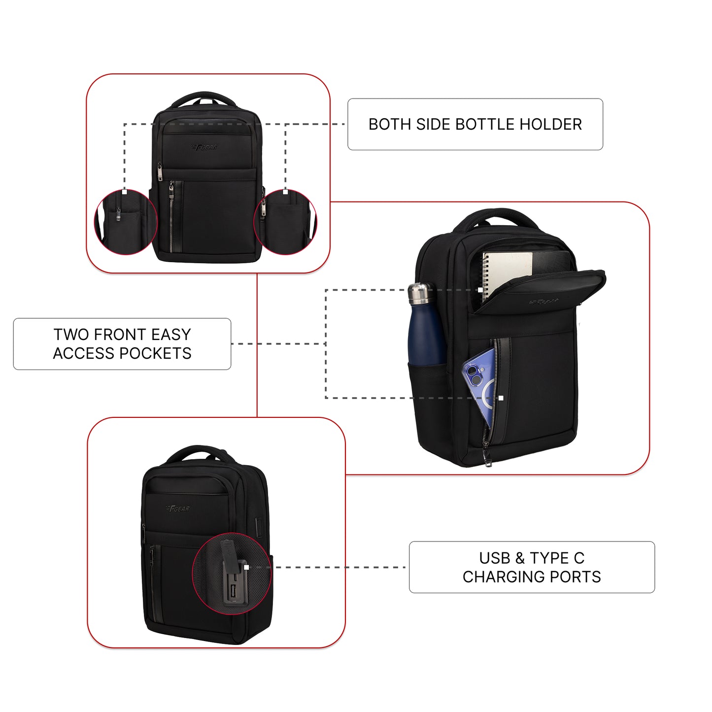 Kenton 19L Black Laptop Backpack