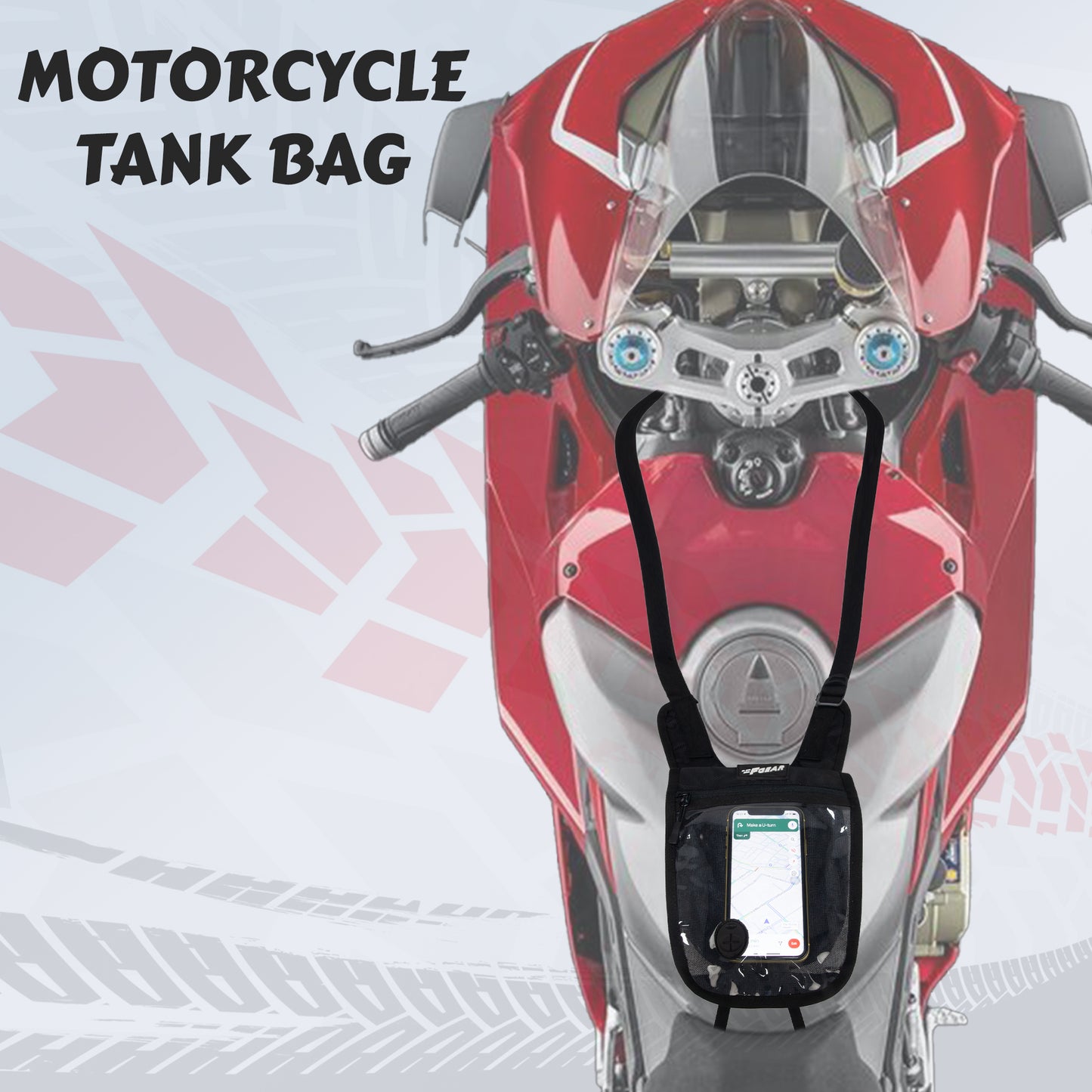 Alfie Black 2L Tank Pouch Motorcycle Bag with Rain cover & Headphone port