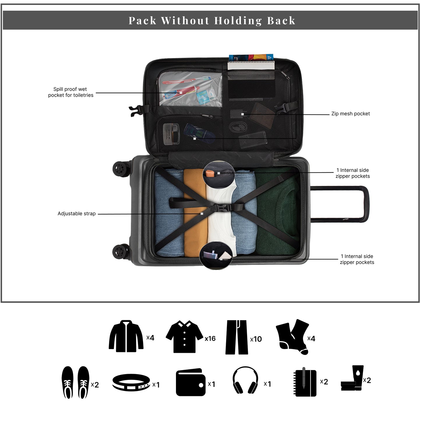 Windsor Steel Grey 68 cms Medium Front Opening Trunk-Style Check-in Strolley with Expander