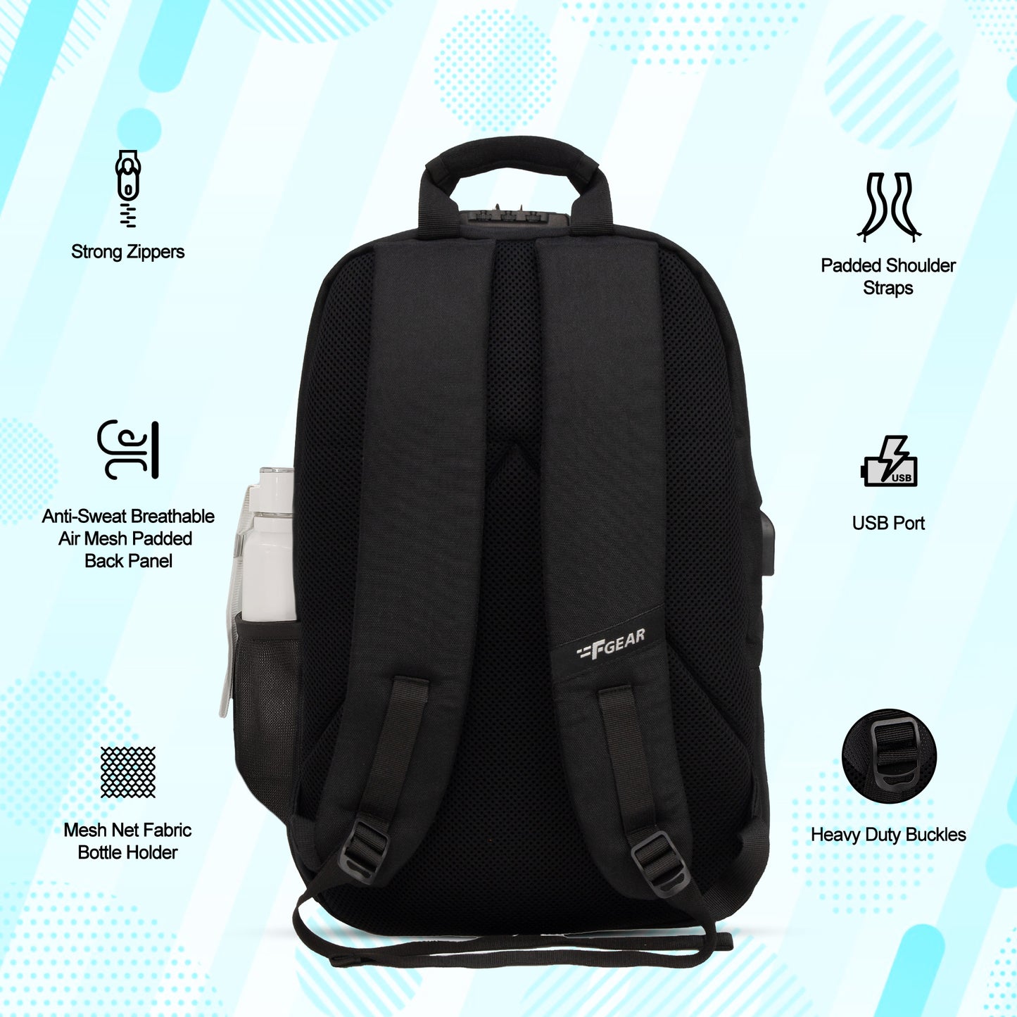 Omega 25L Black Laptop Backpack