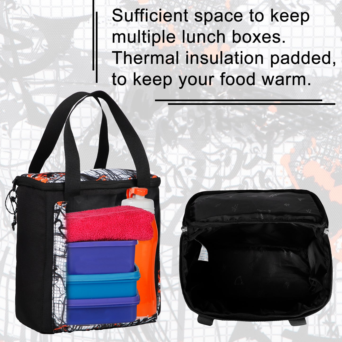 Hoover 7L Graphic Black Orange Lunch Bag