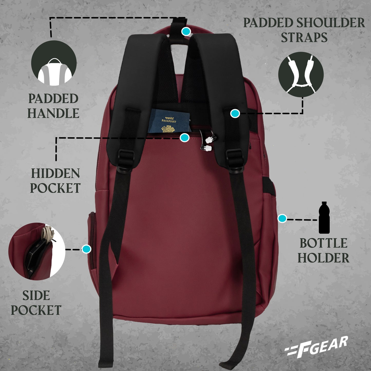 Judy 19L Maroon Laptop Backpack