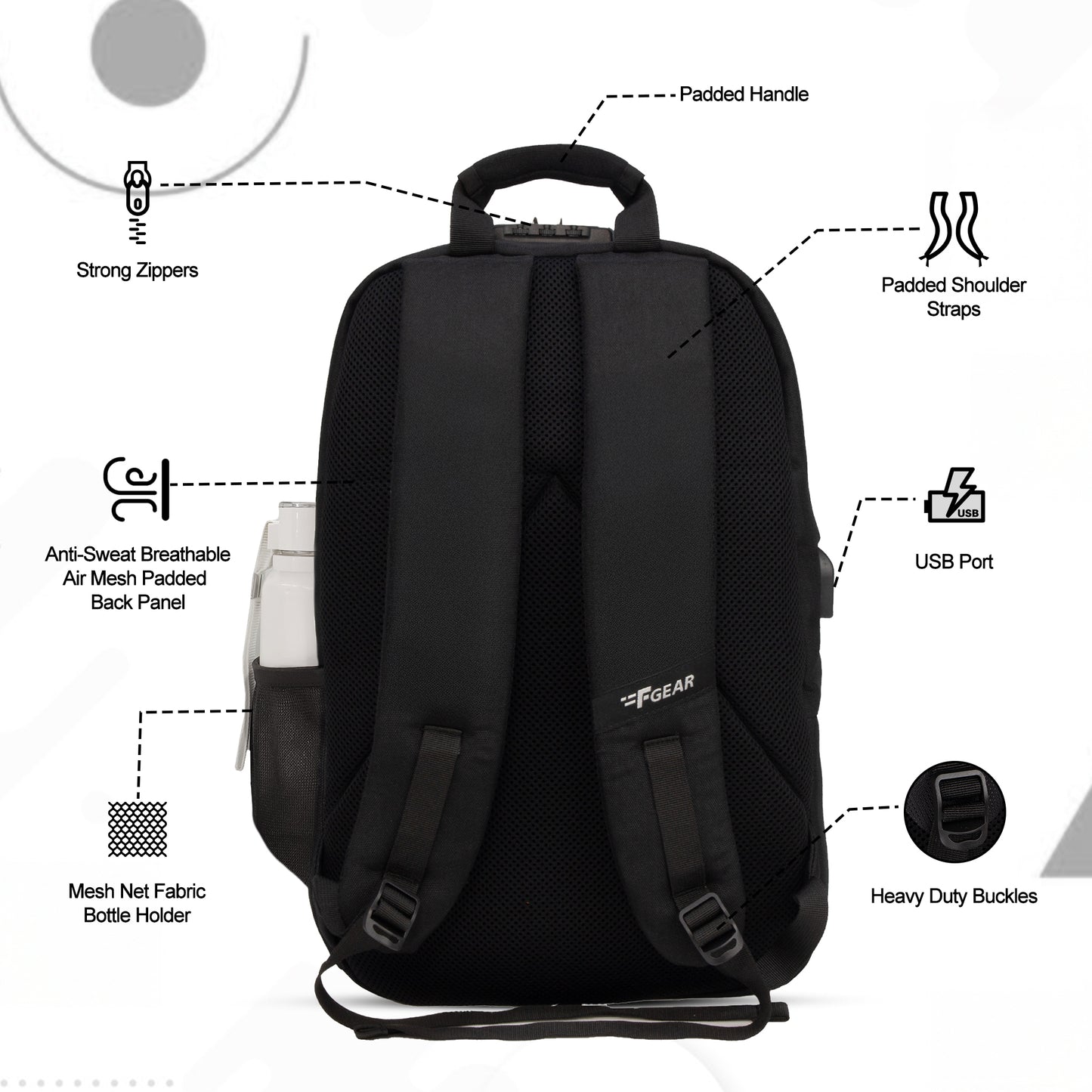 Omega 25L Black Laptop Backpack