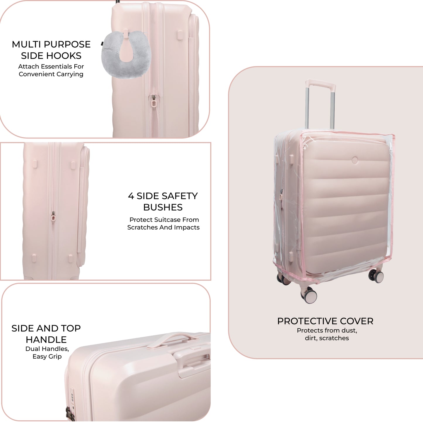 Valencia Front-Opening Strolley Silk Rose Set of 3 Suitcases