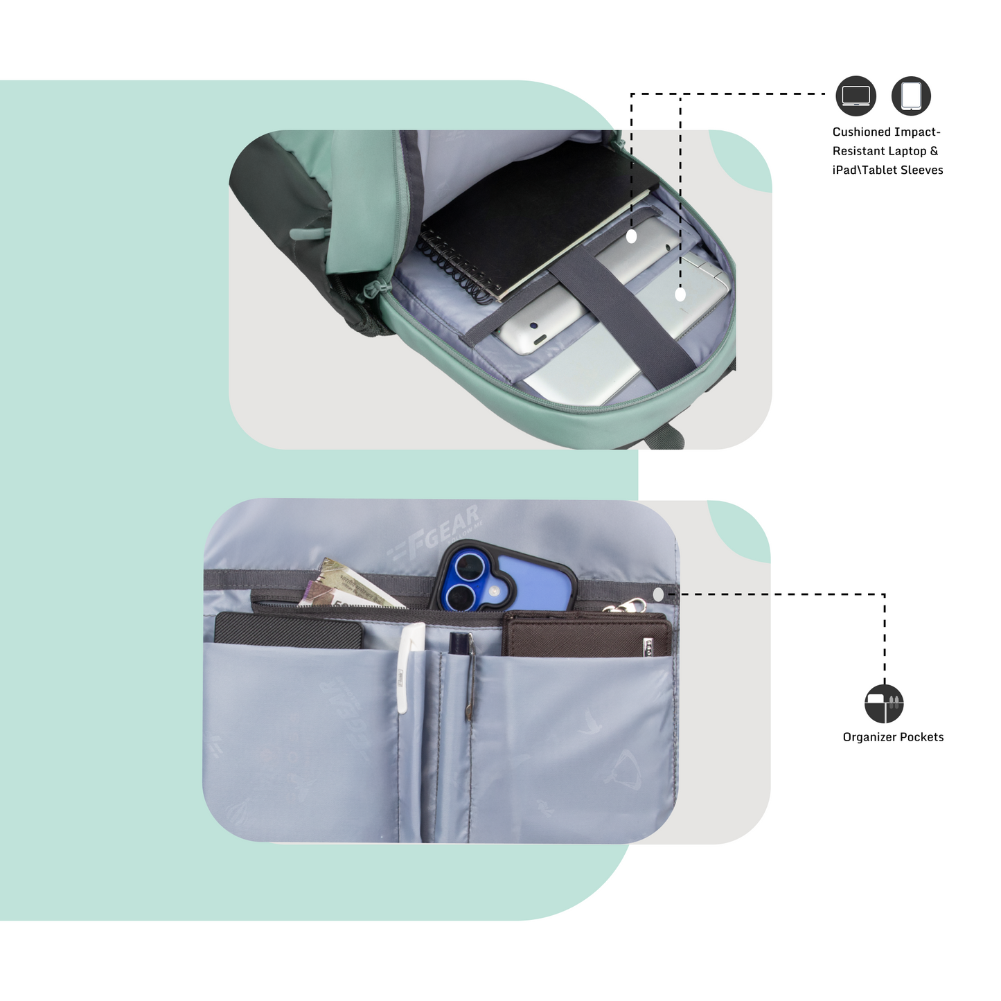 Balanzo 16L Mint Laptop Backpack