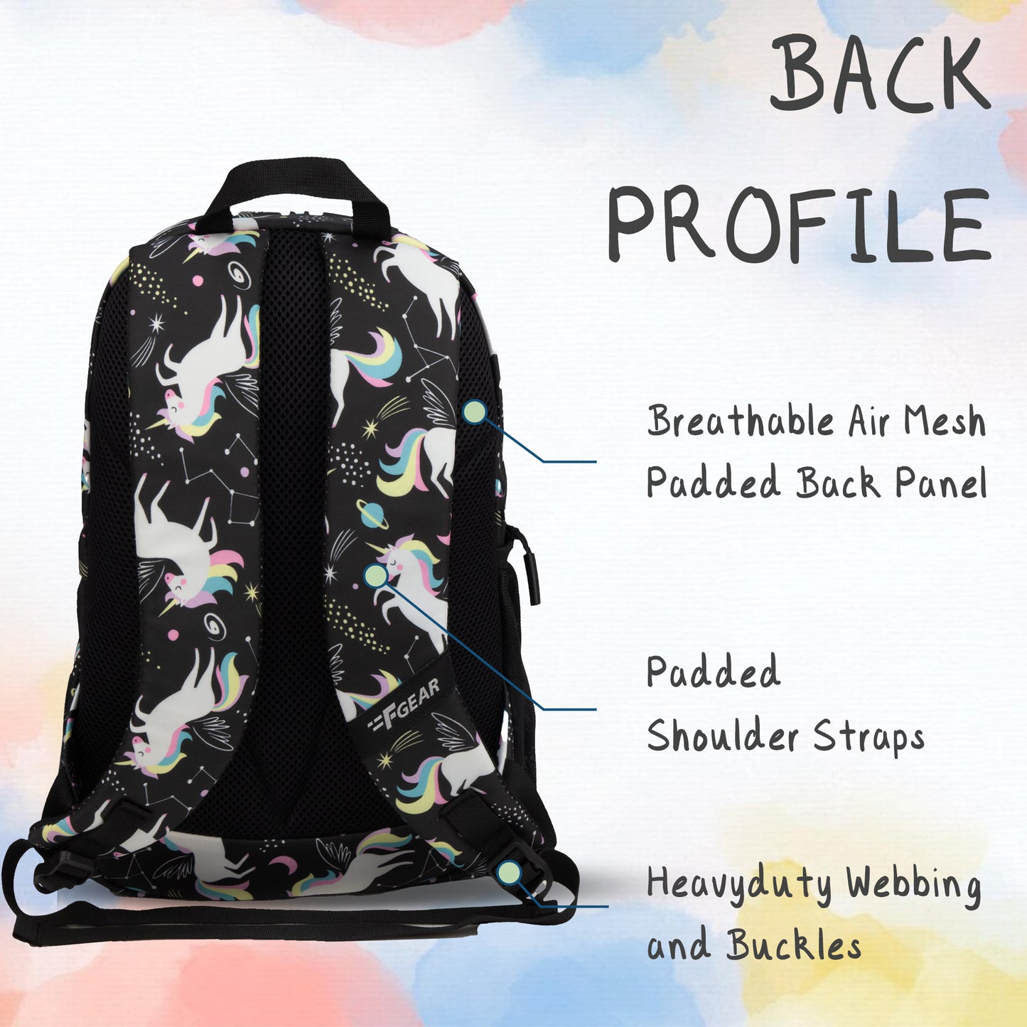 Colour Buddy 12L Black Unicorn Backpack