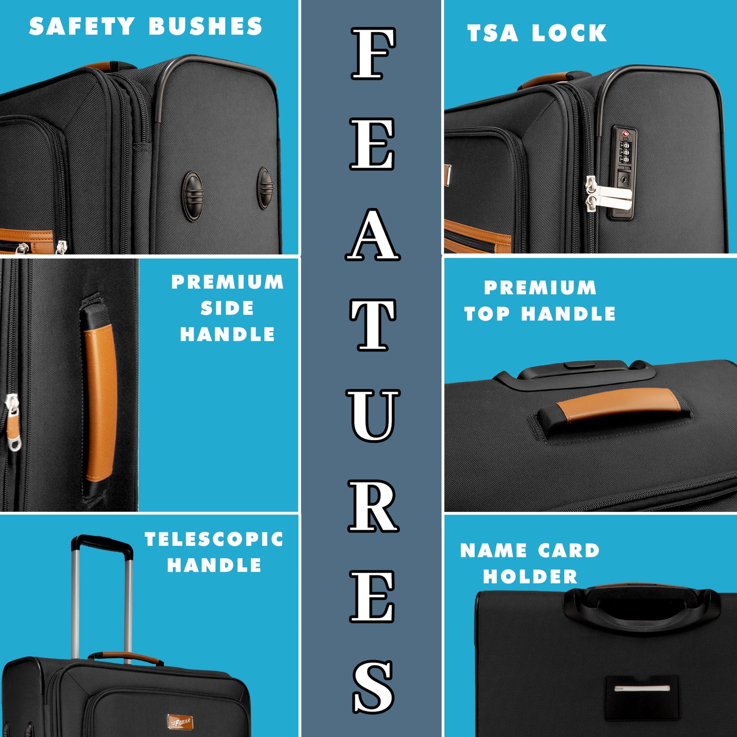 SoftAir Medium Black Check-in Suitcase