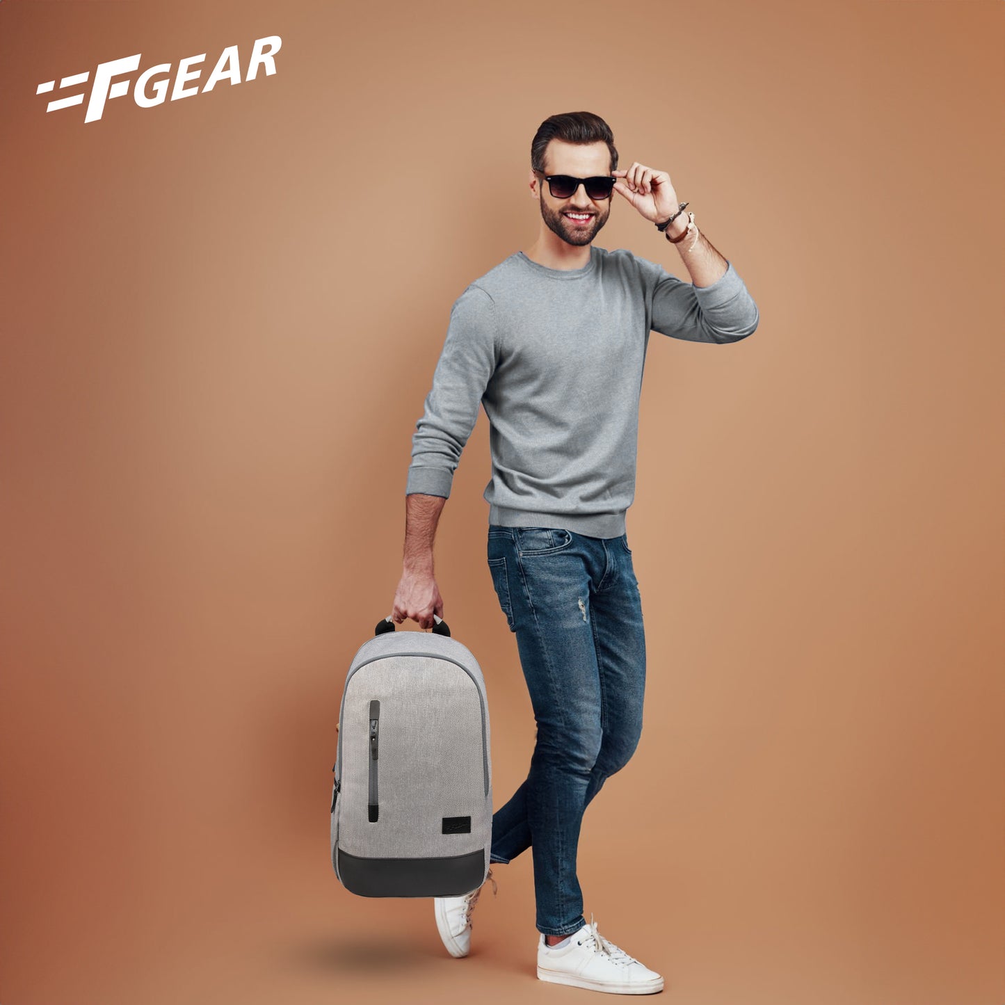 Applaud 23L Lt Grey Melange Herringbone Backpack