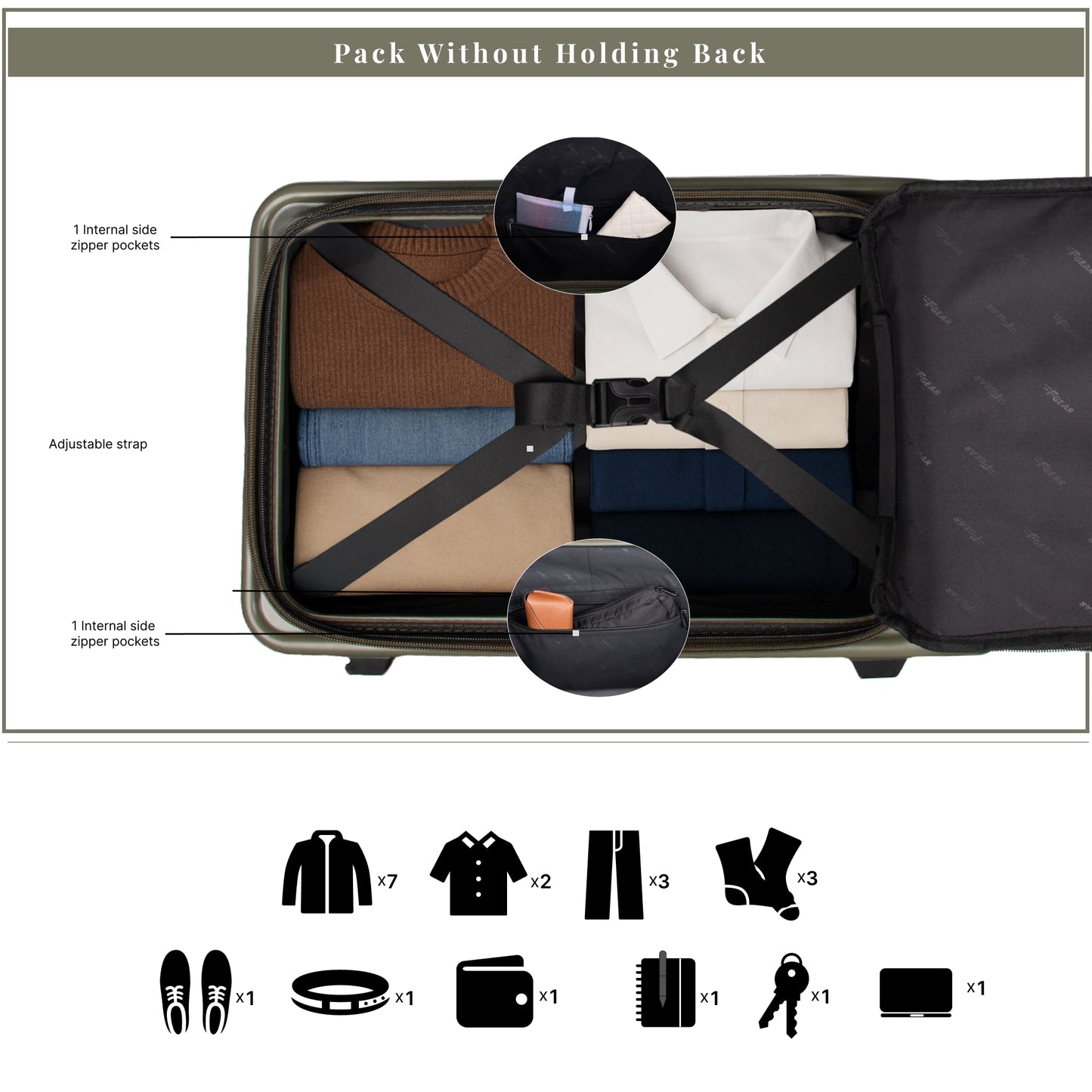 Windsor Army Green 56 cms Small Front Opening Trunk-Style Cabin Strolley with Laptop Sleeve & Expander