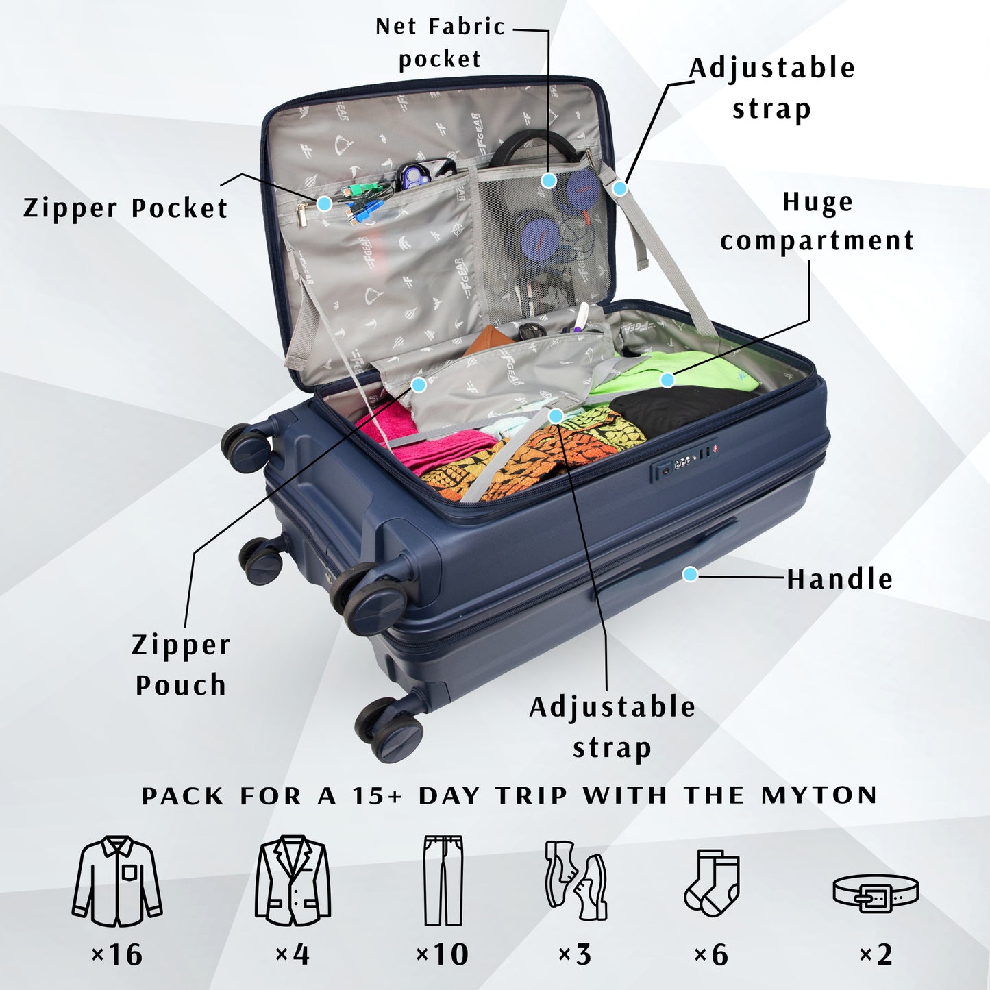 Myton Large Front Opening Navy Check-in Strolley
