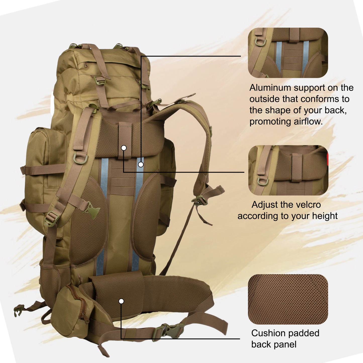 Levante 87L Khaki Rucksack