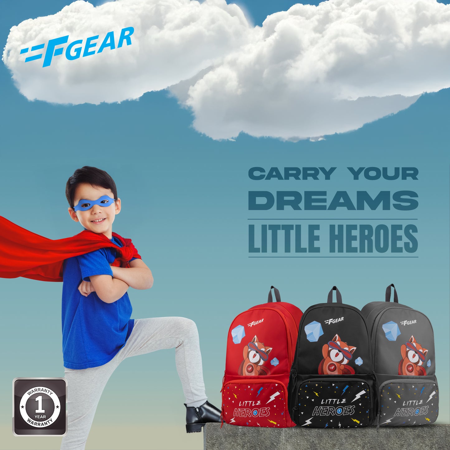 Little Heroes 22L Black Backpack