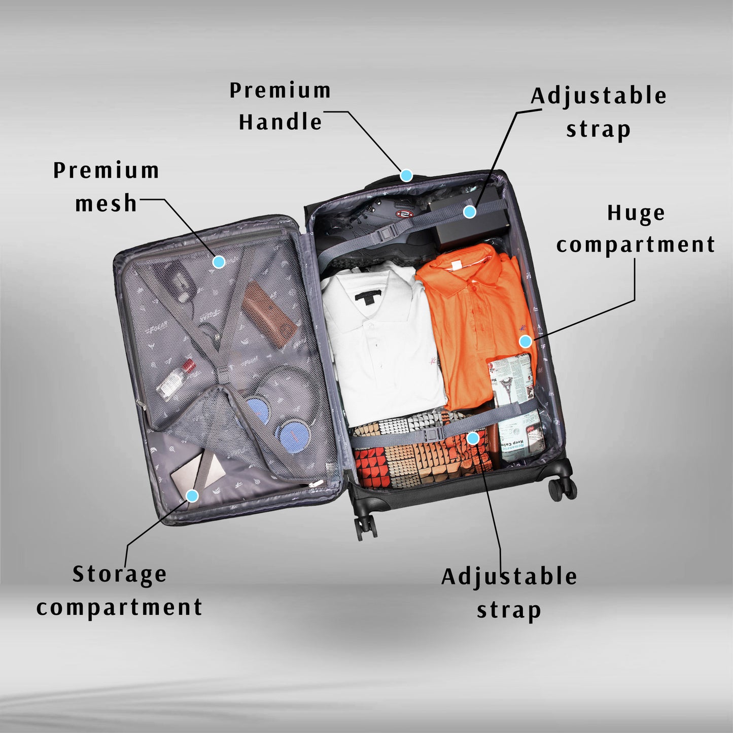 SoftAir Medium Black Check-in Suitcase