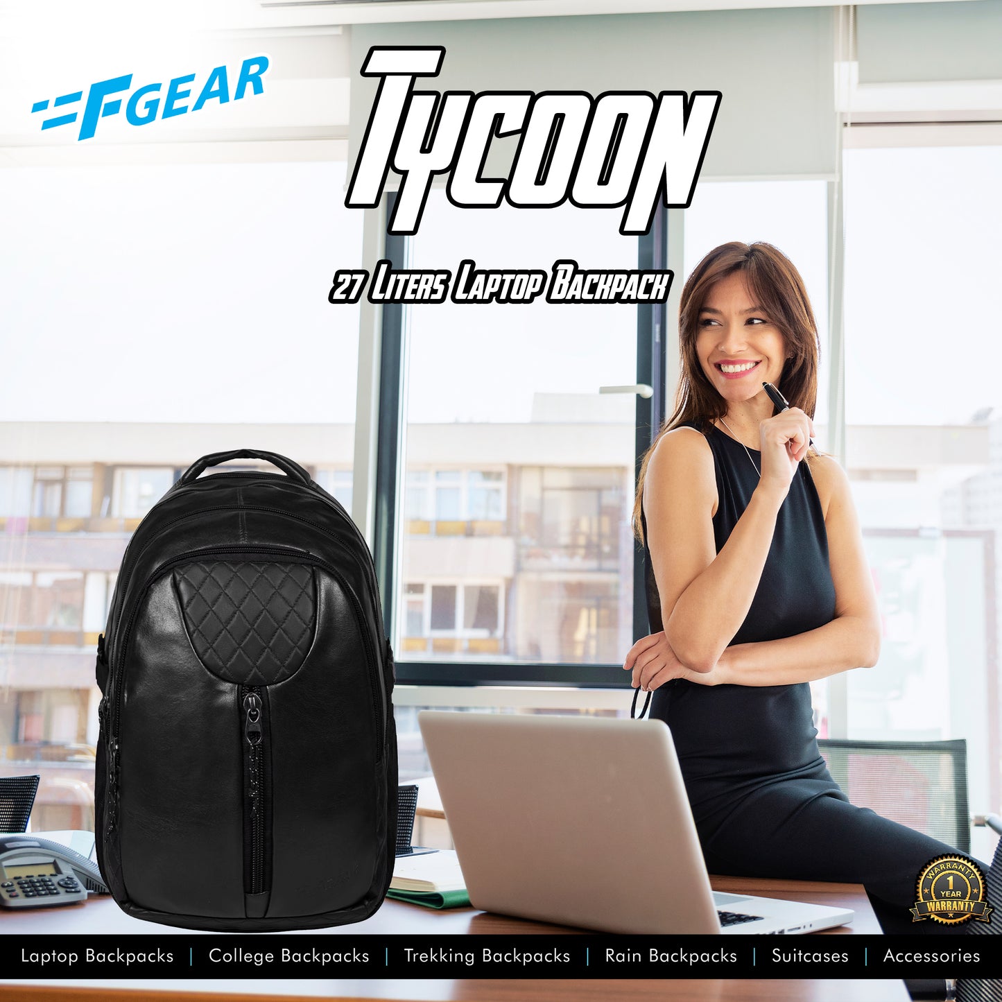 Tycoon 27L Black Laptop Backpack