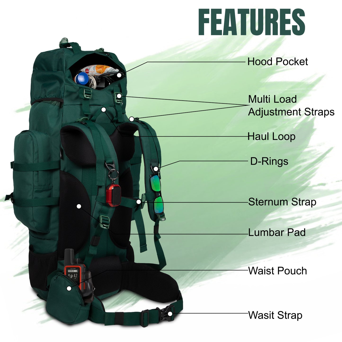 Levante 87L Spruce Green Rucksack