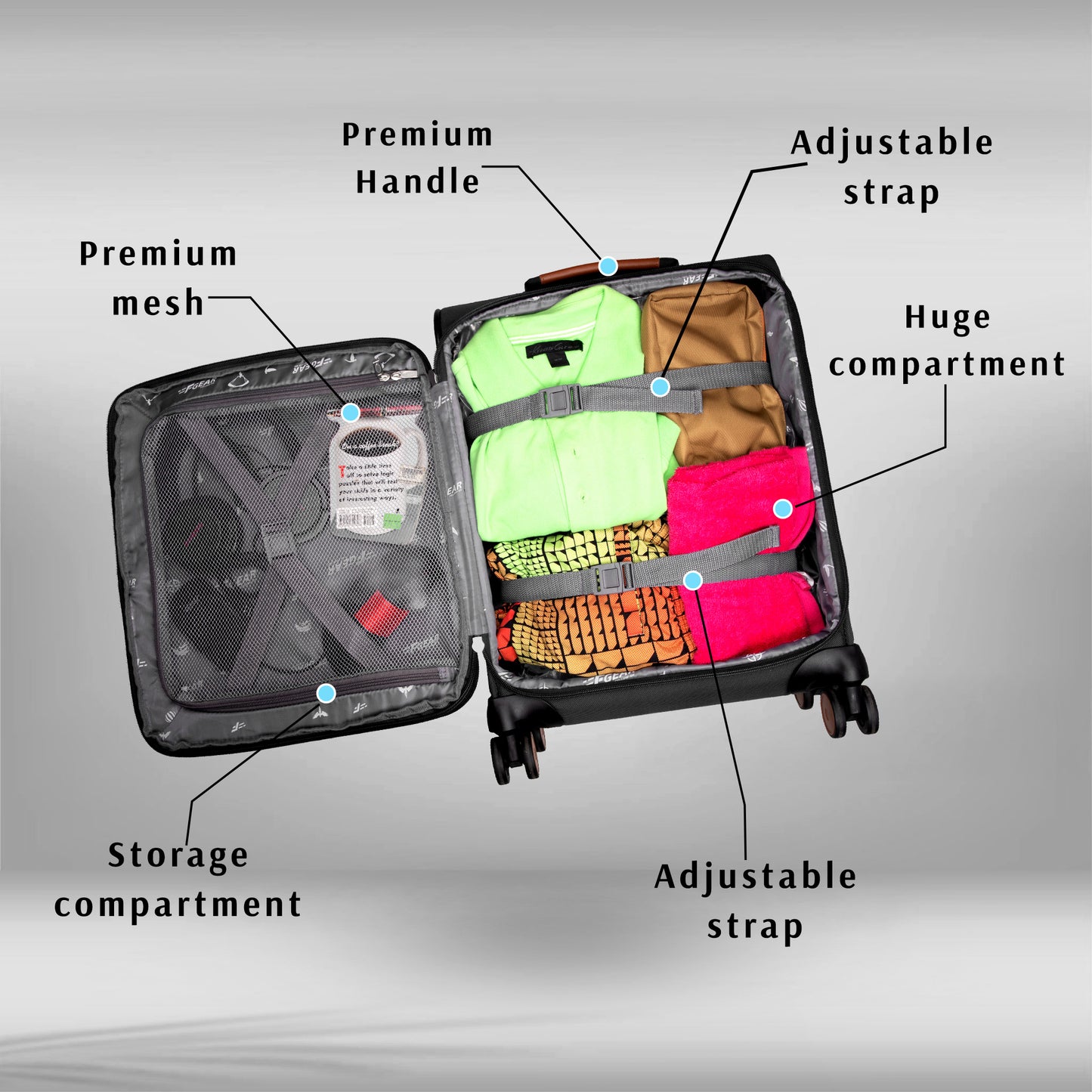 SoftAir Small Black Cabin Suitcase