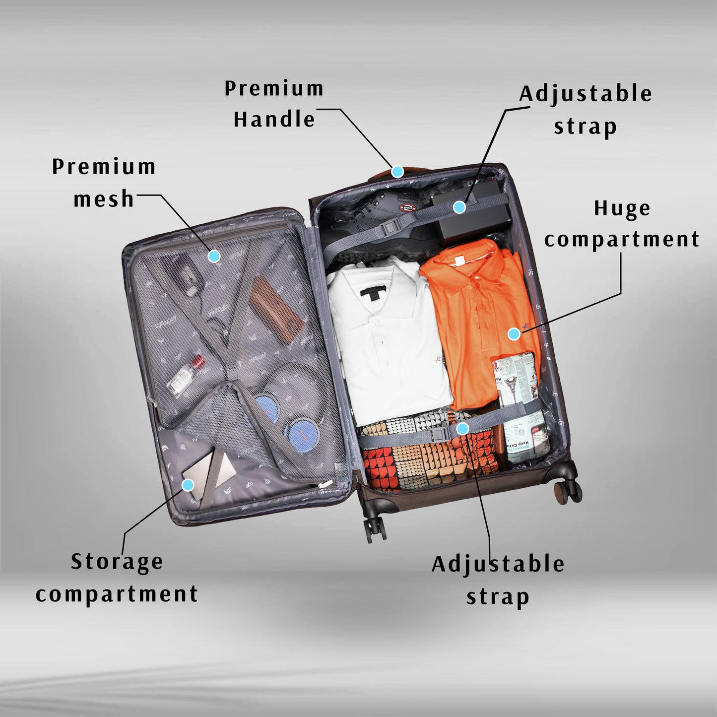 SoftAir Large Grey Check-in Suitcase