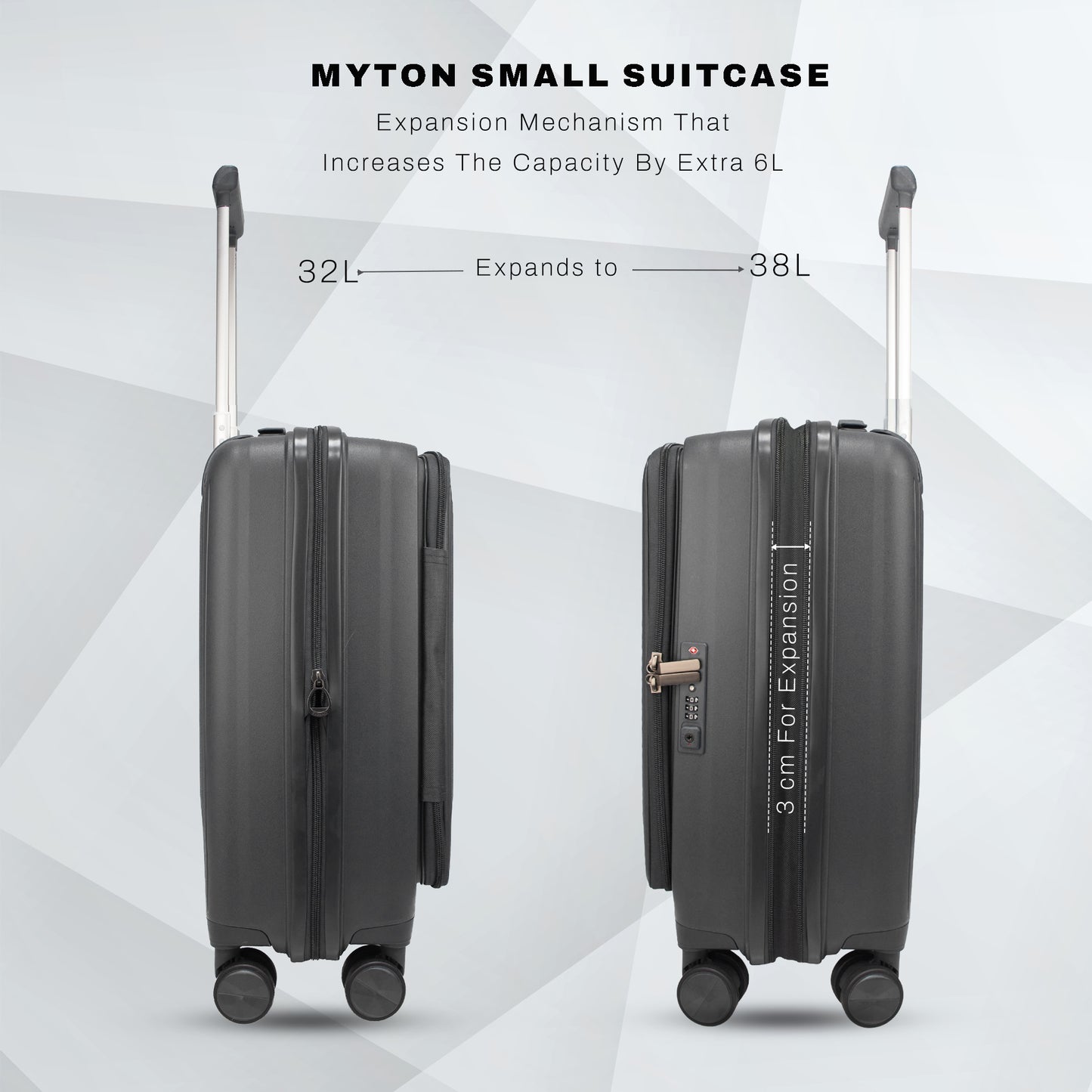 F Gear Myton Small Front Opening Dark Grey Cabin Strolley