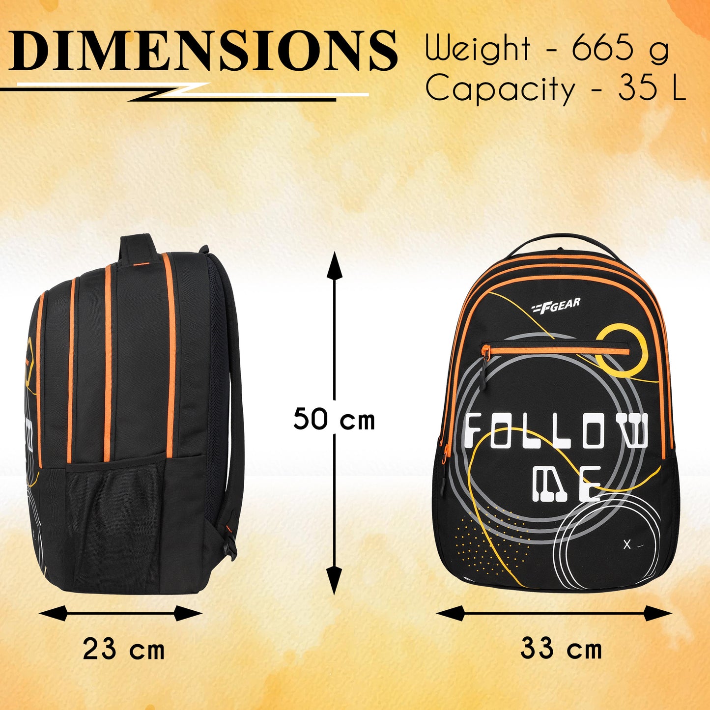 Follow Me 35L Black Orange Backpack