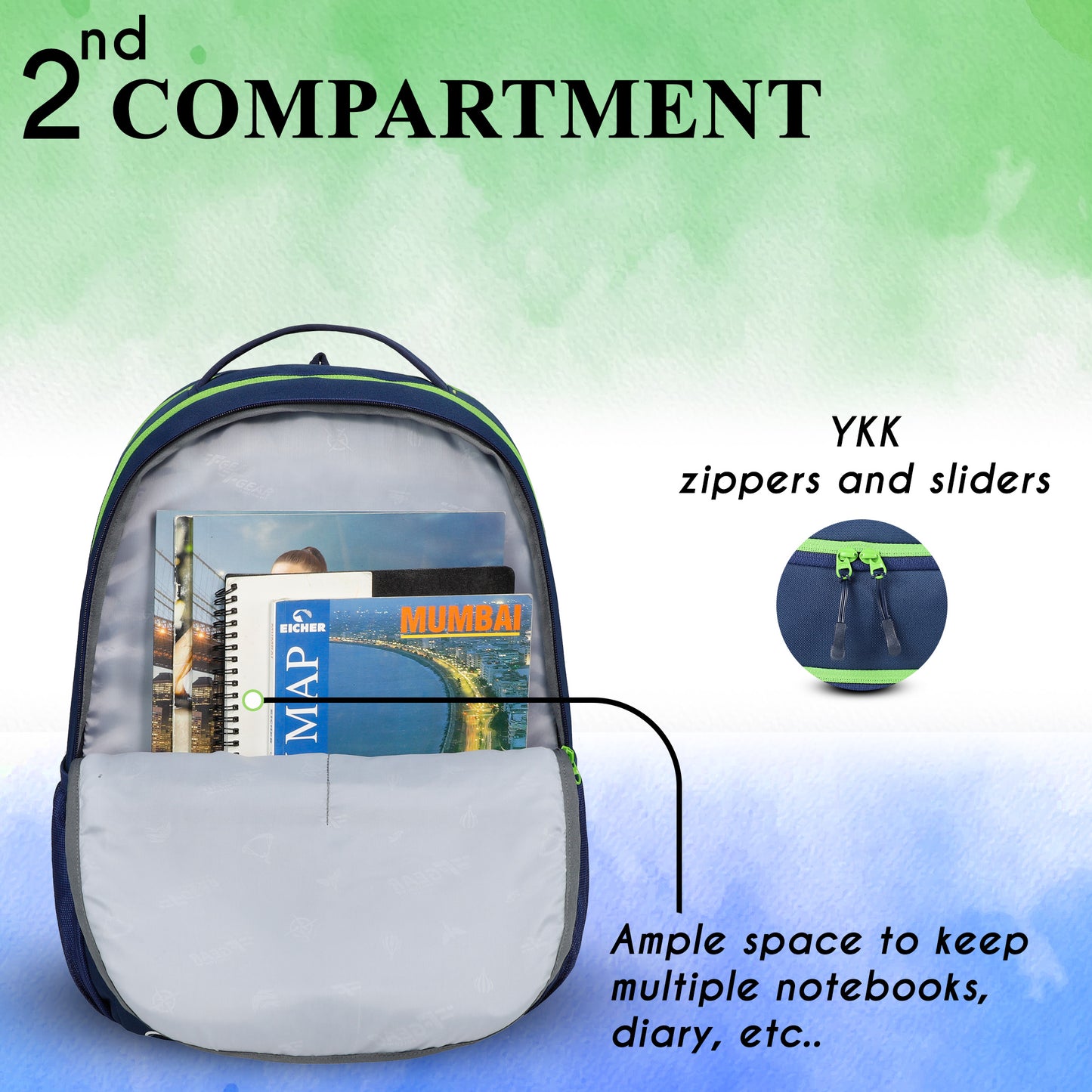 Follow Me 35L Navy Blue Green Backpack