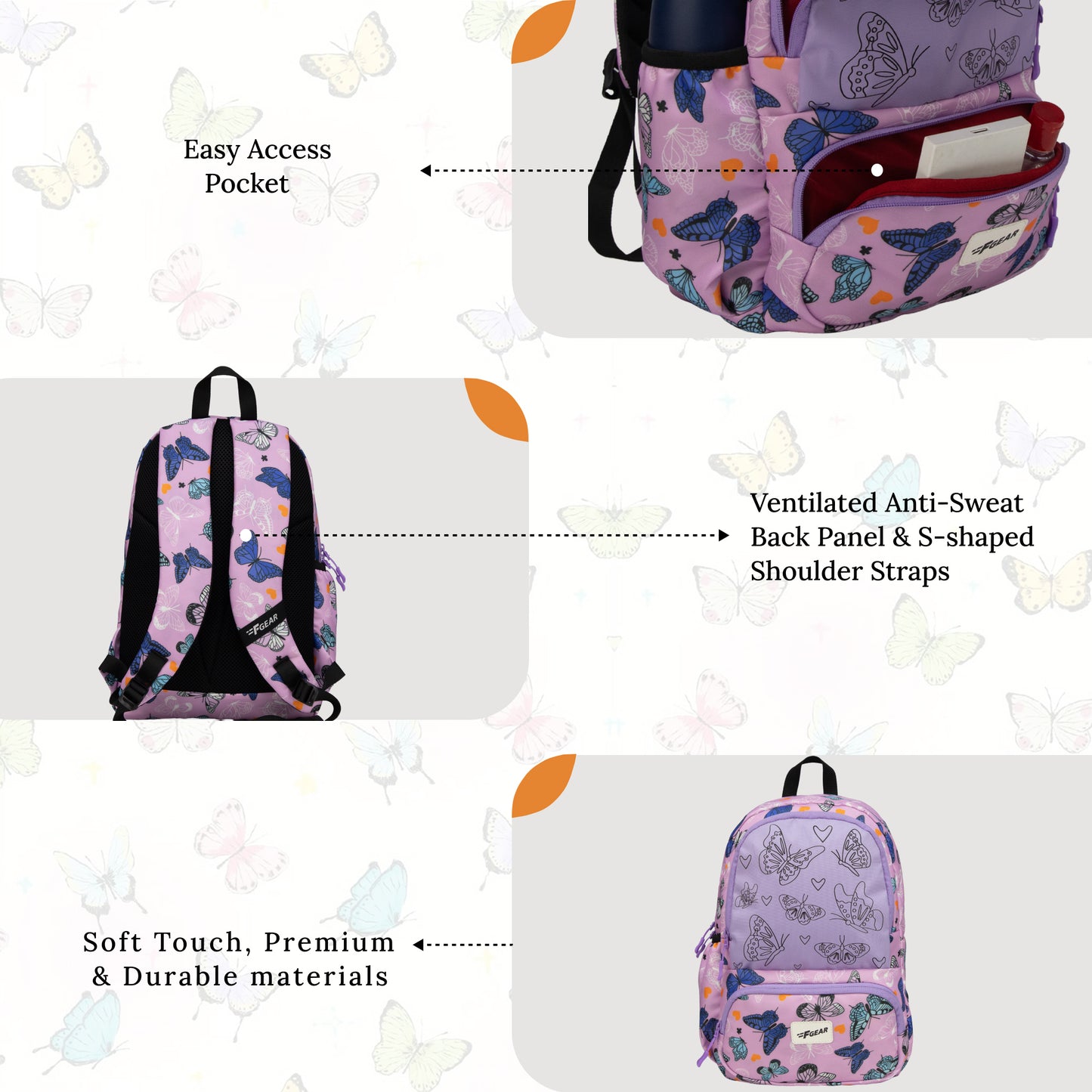 Colour Buddy 12L Lavender Butterfly Backpack