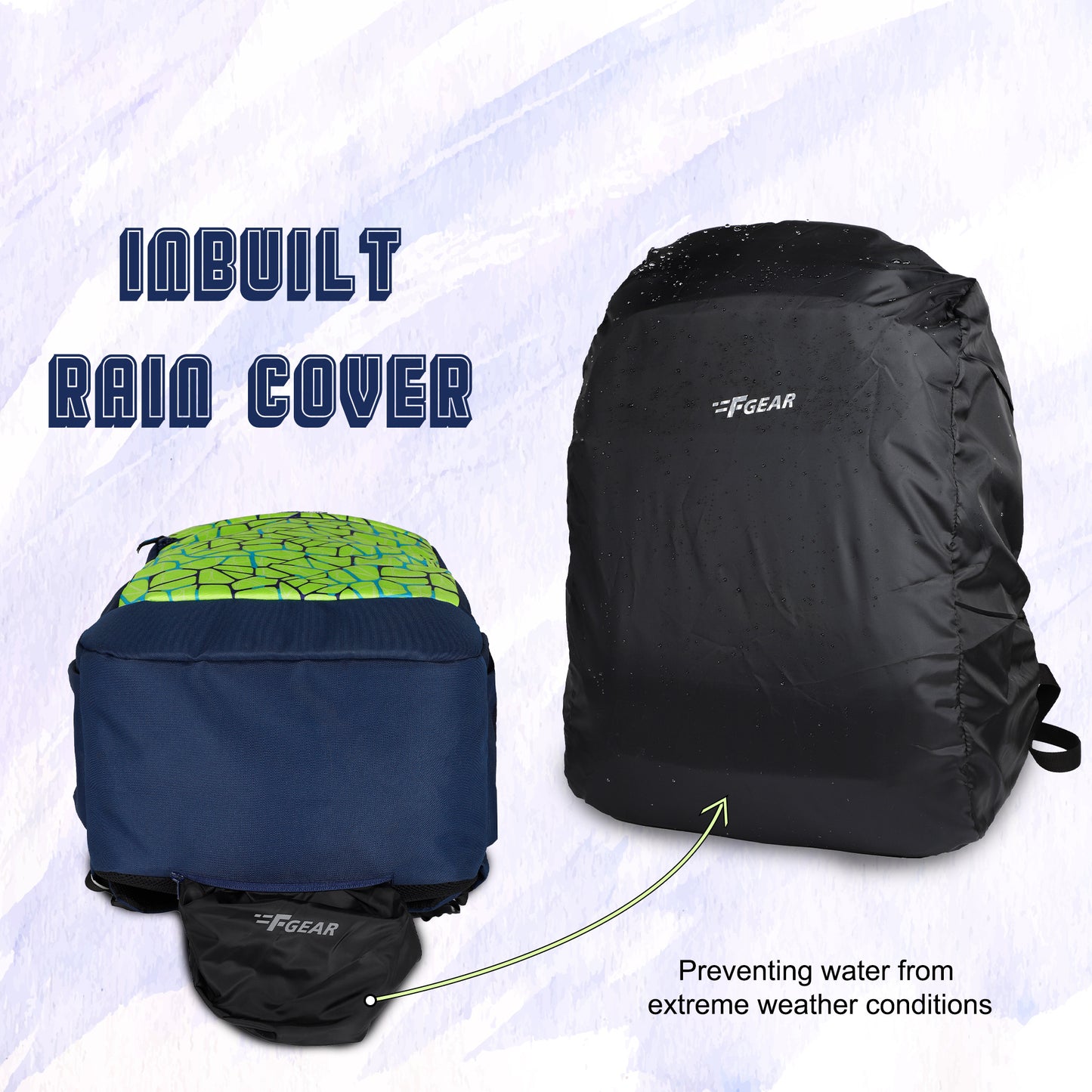 Brocken 34L F Green Nested Backpack with raincover