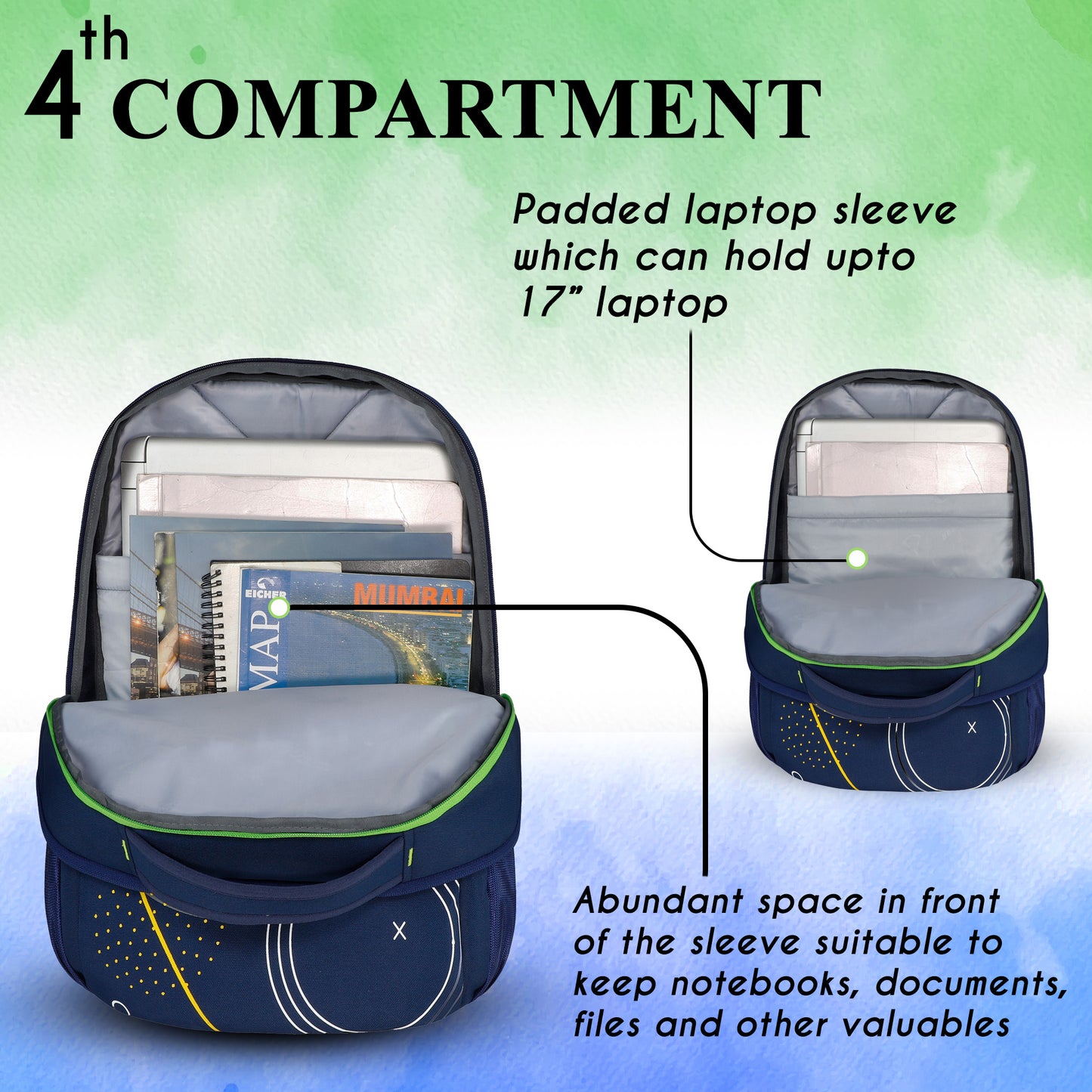 Follow Me 35L Navy Blue Green Backpack