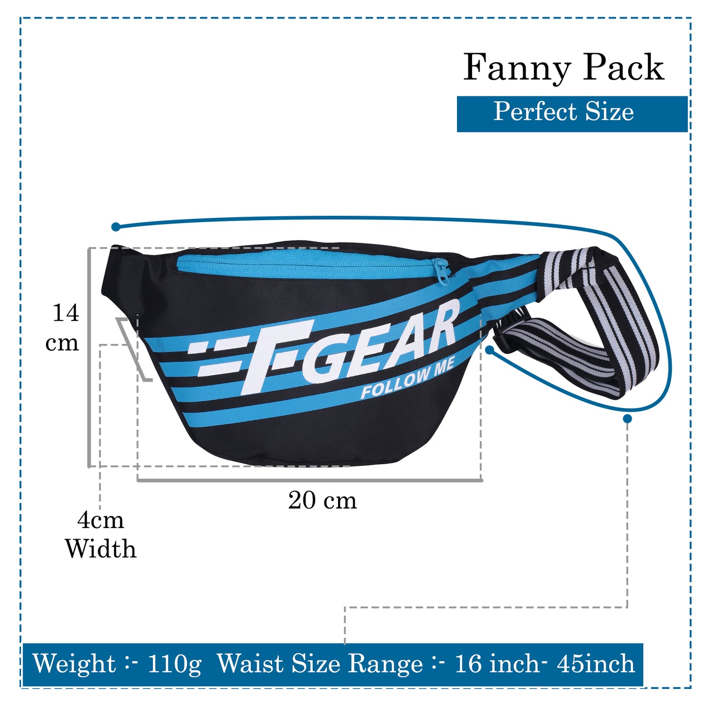 Enzo Black Blue Waist Pouch
