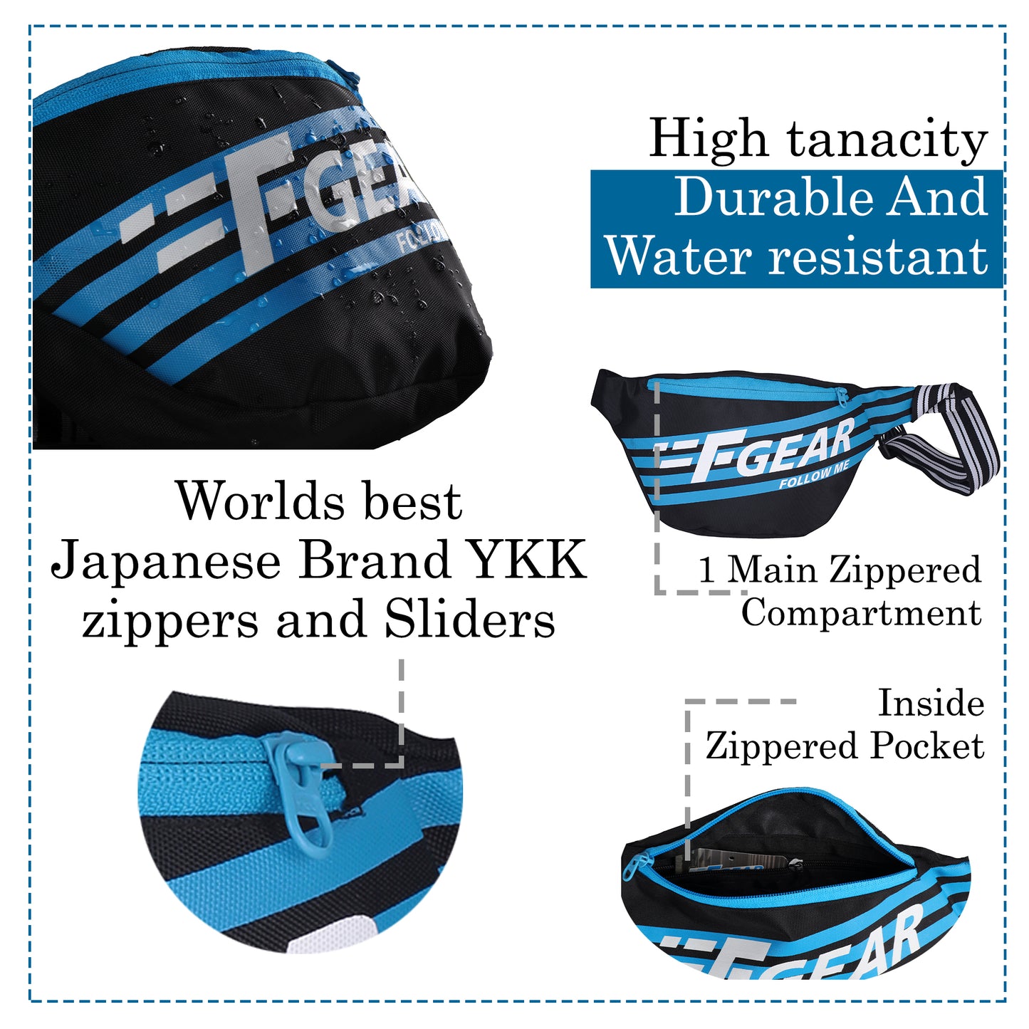 Enzo Black Blue Waist Pouch