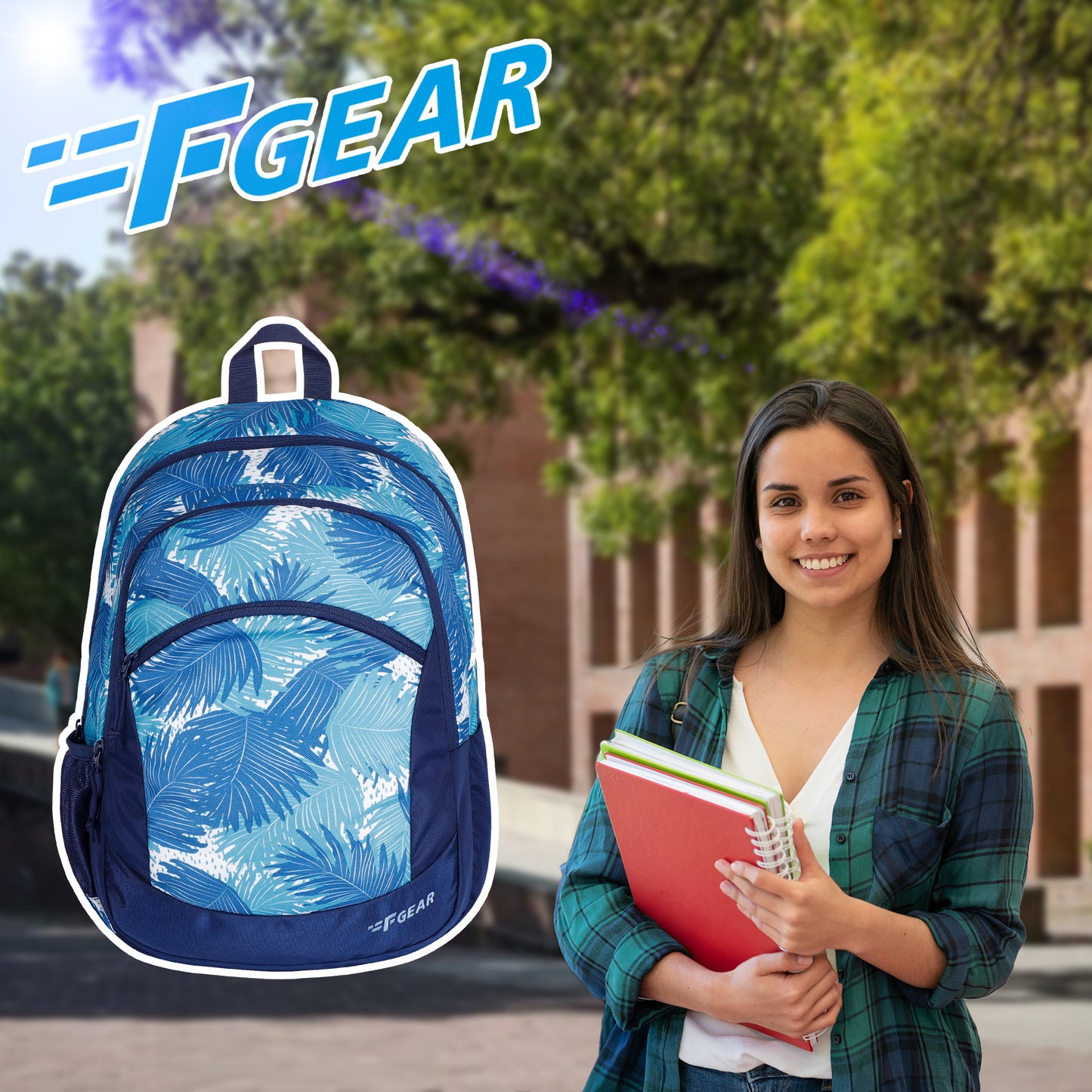 Nico 17L Ferns Aqua Navy Blue Backpack