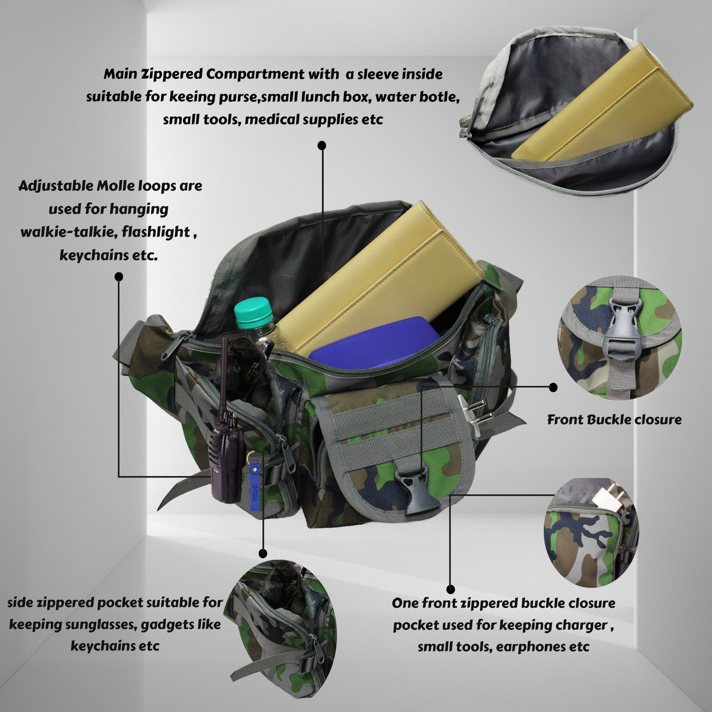 F Gear Trail Woodland Camo Sports Waist Bag (3673)