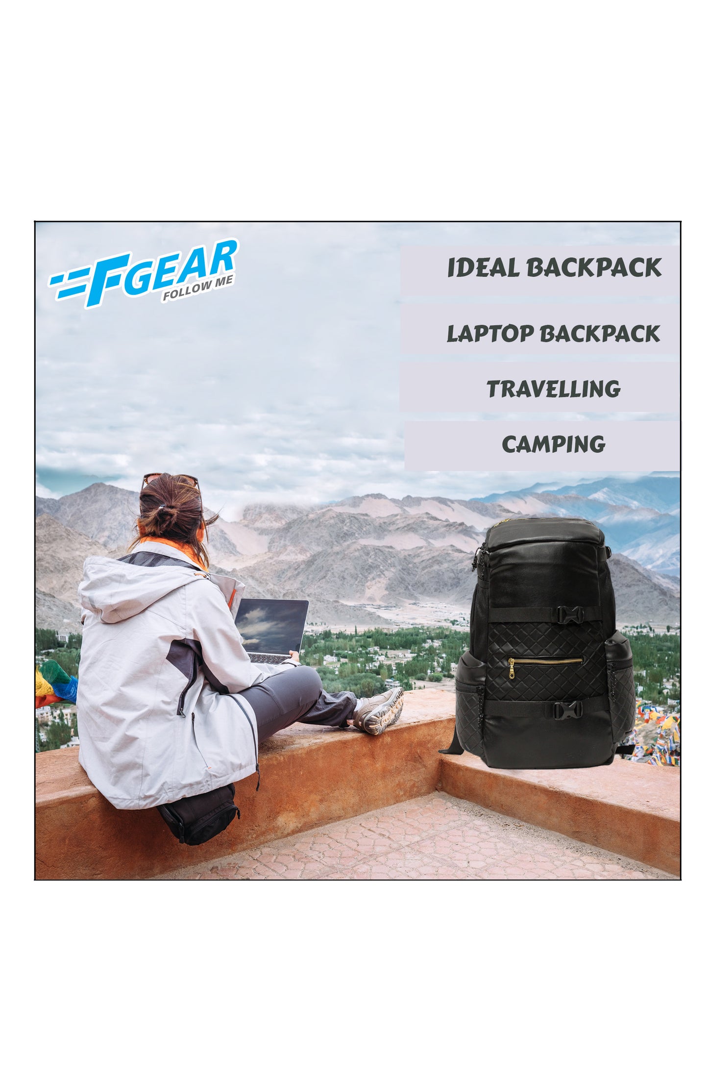 Larkin 28L Black Backpack with Rain Cover