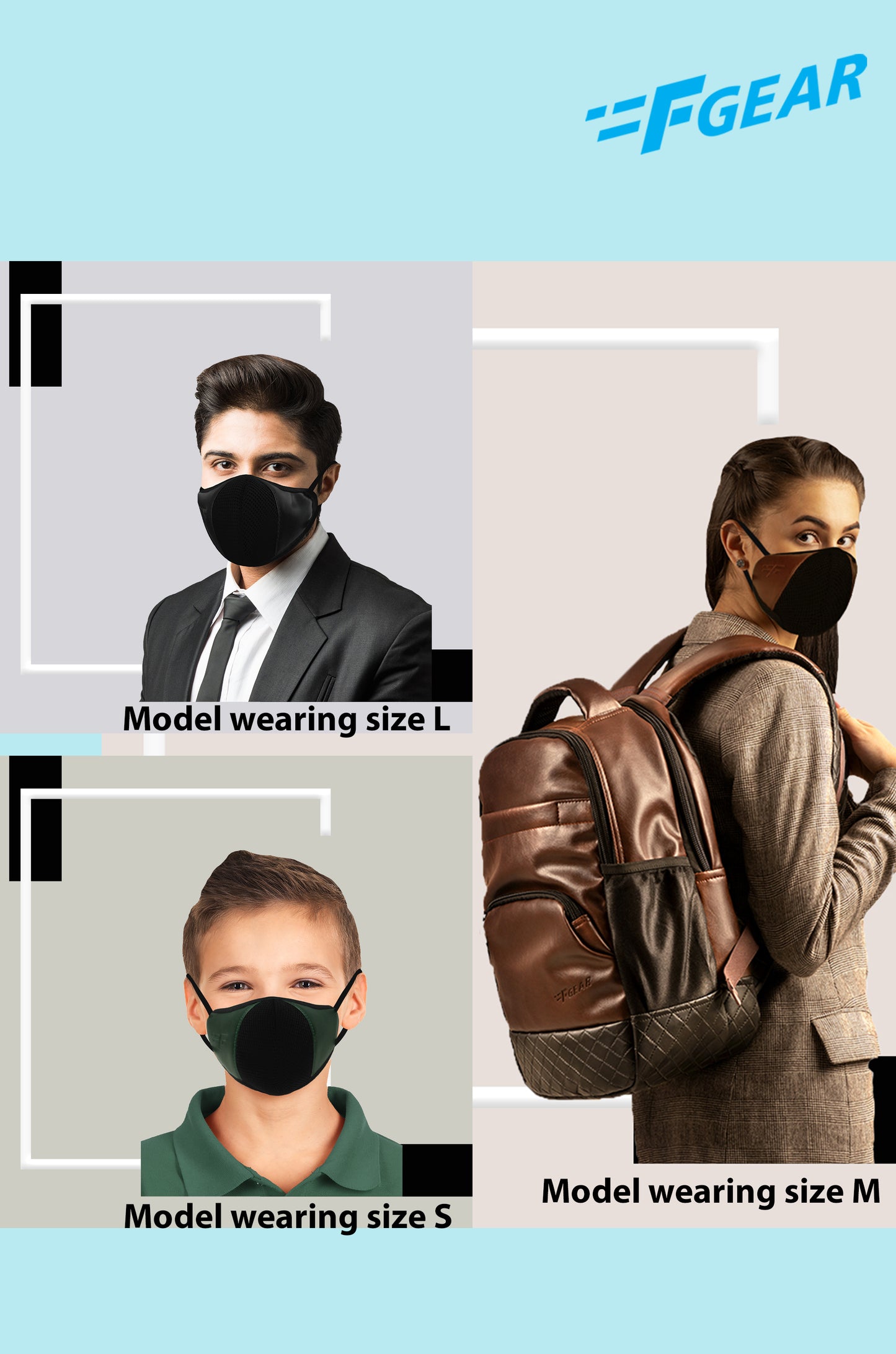 F Gear Luxur F95 Leatherette Mask Navy Blue-Red Safeguard 7 layer ISO CE SITRA lab certified >95% Bacteria Filtration