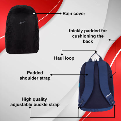 Medusa 28L Blue Red Backpack with Raincover