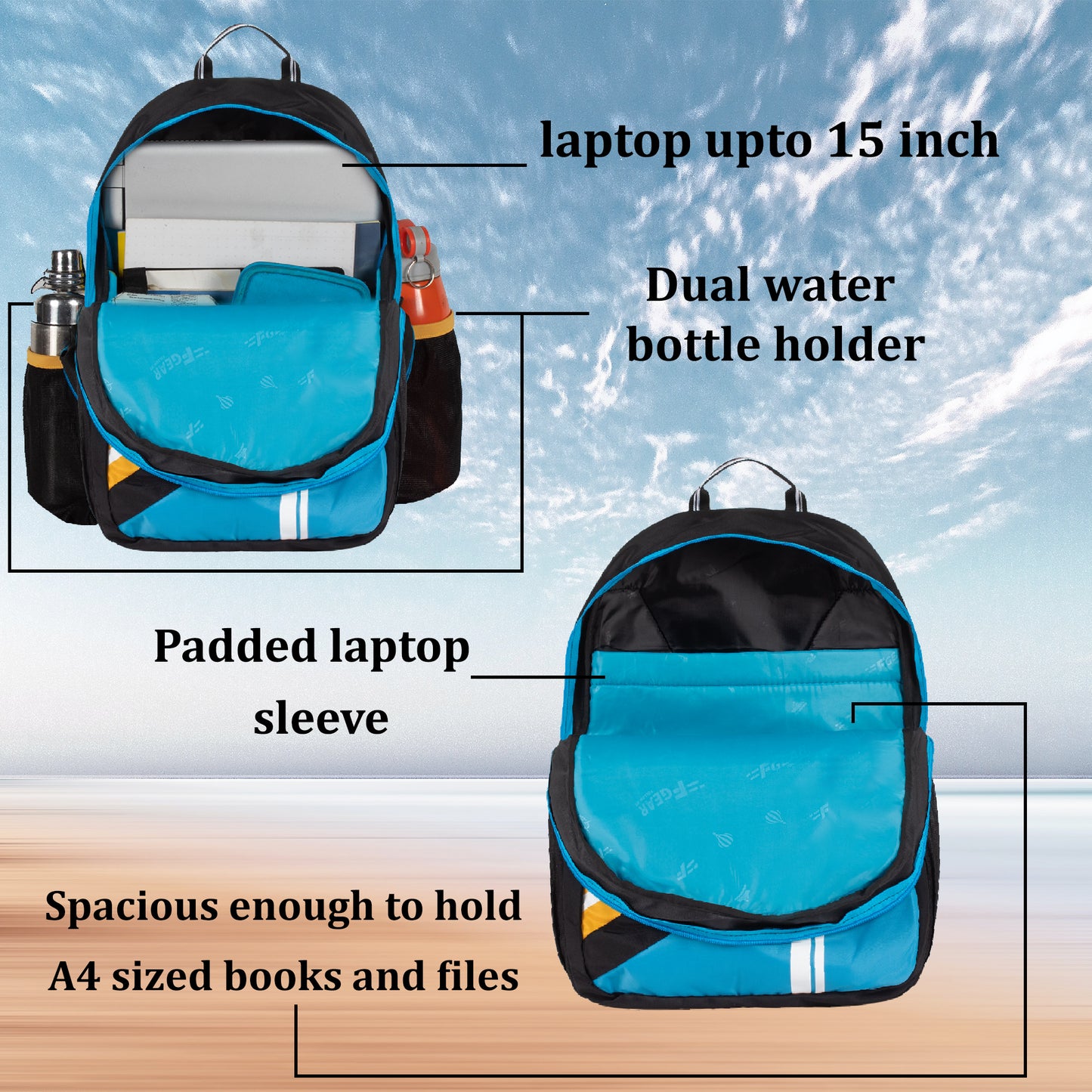 Shigo 24L Yellow Logo Blue Backpack