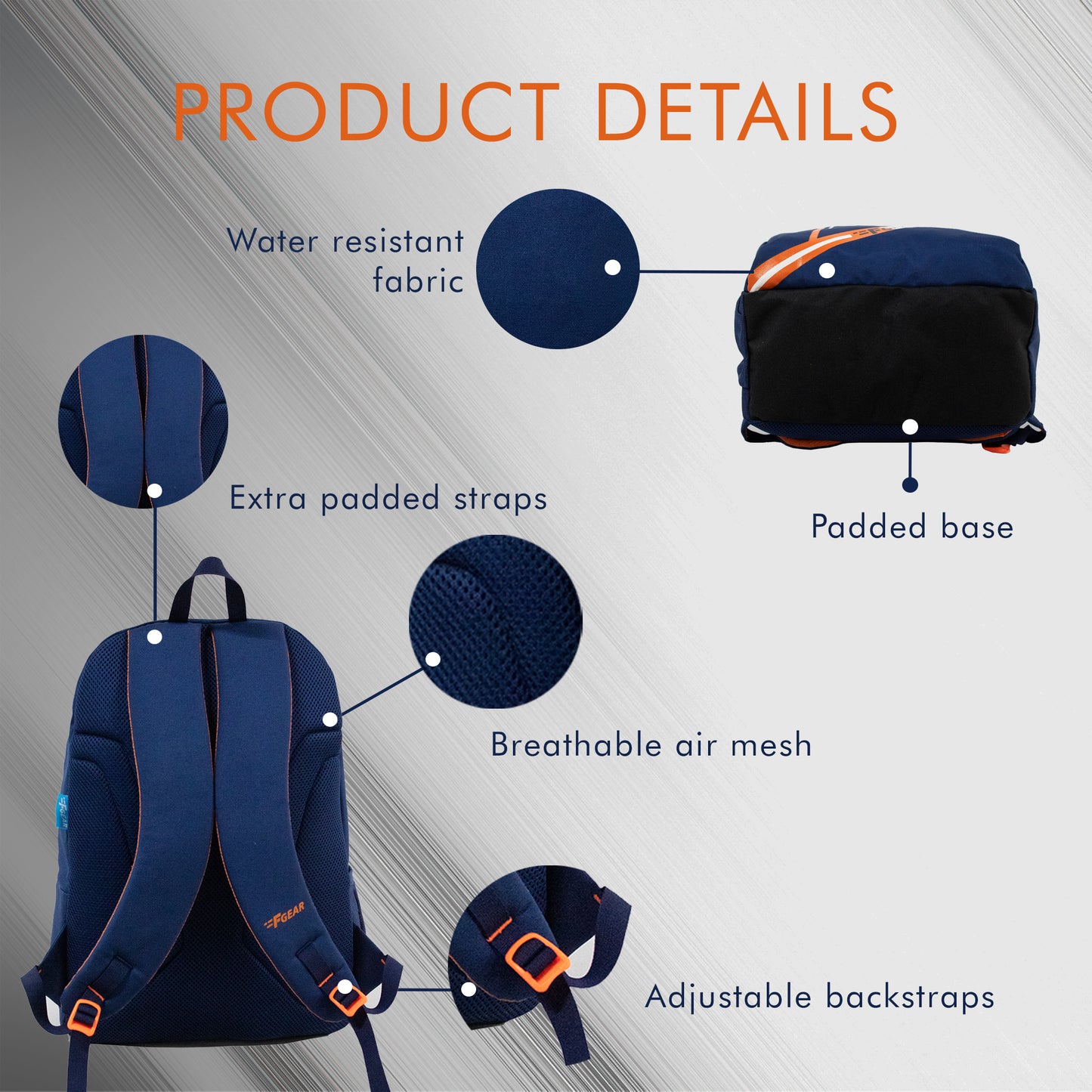 Frontier 25L Navy Orange Backpack