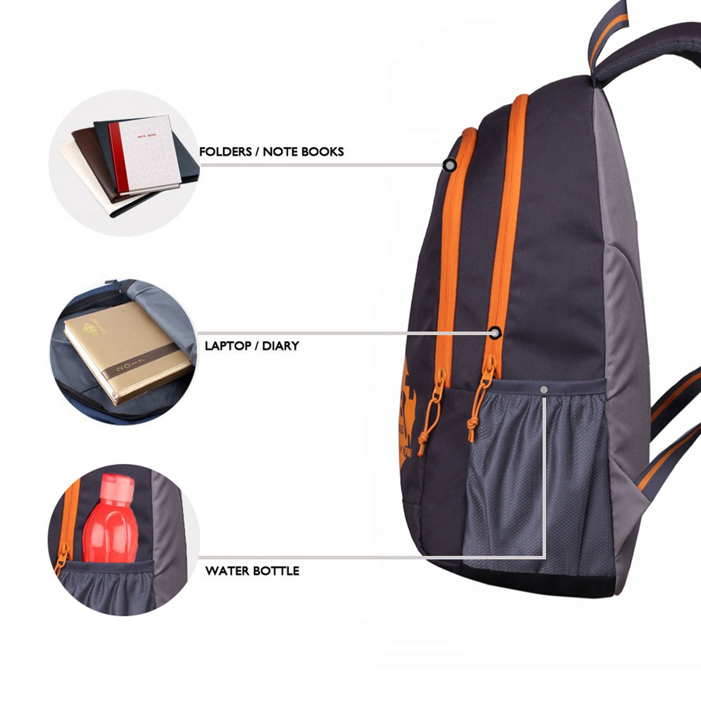 Castle 22L Grey Orange Backpack