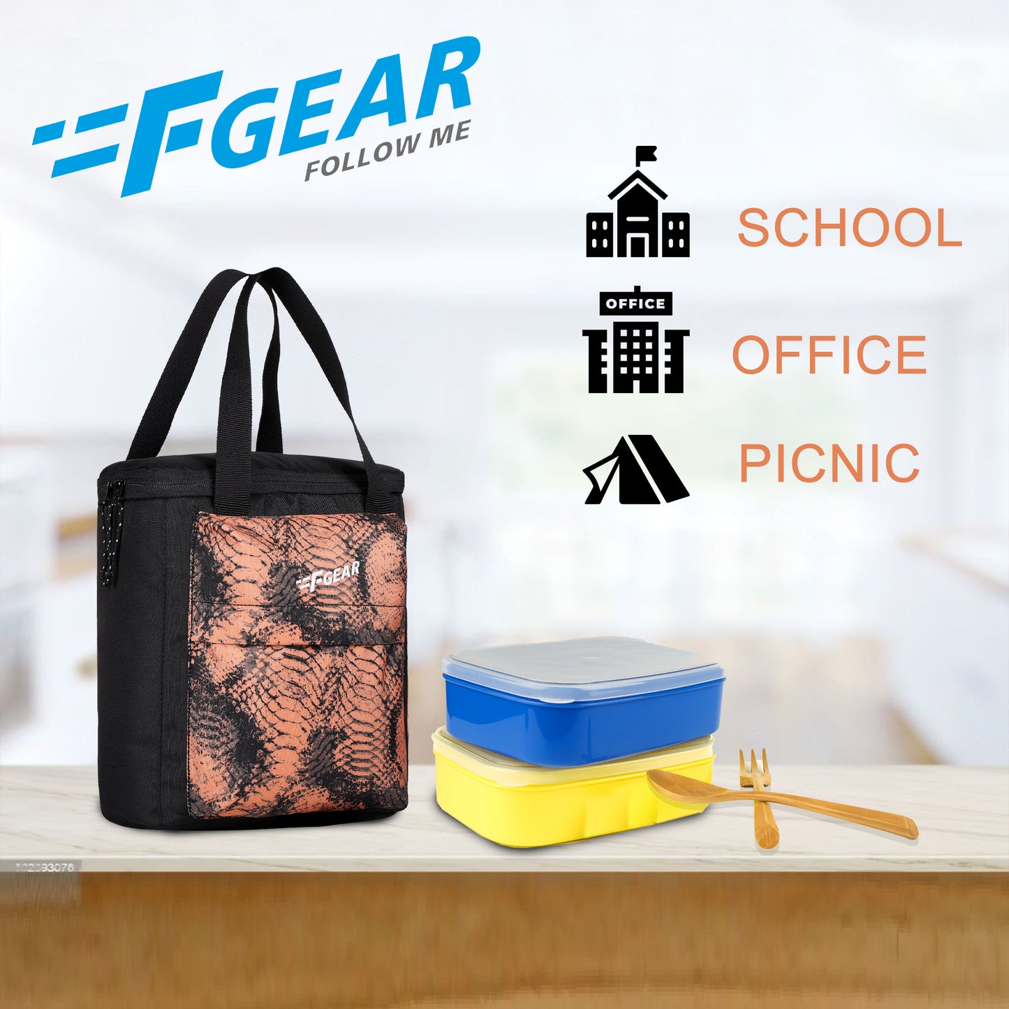 Hoover 7L Webbed Fawn Black Lunch Bag