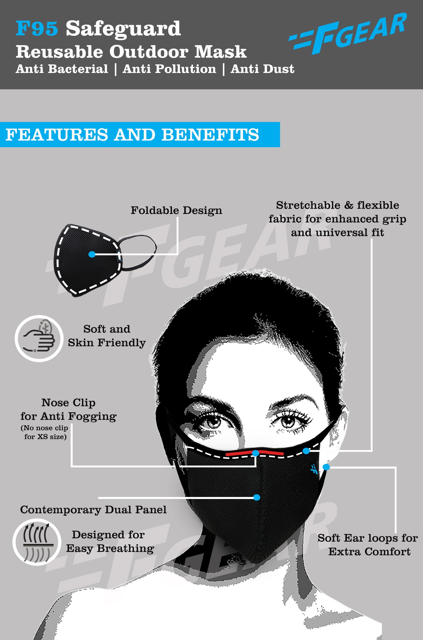 F95 Black Reusable Washable F Gear Mask Pack-3