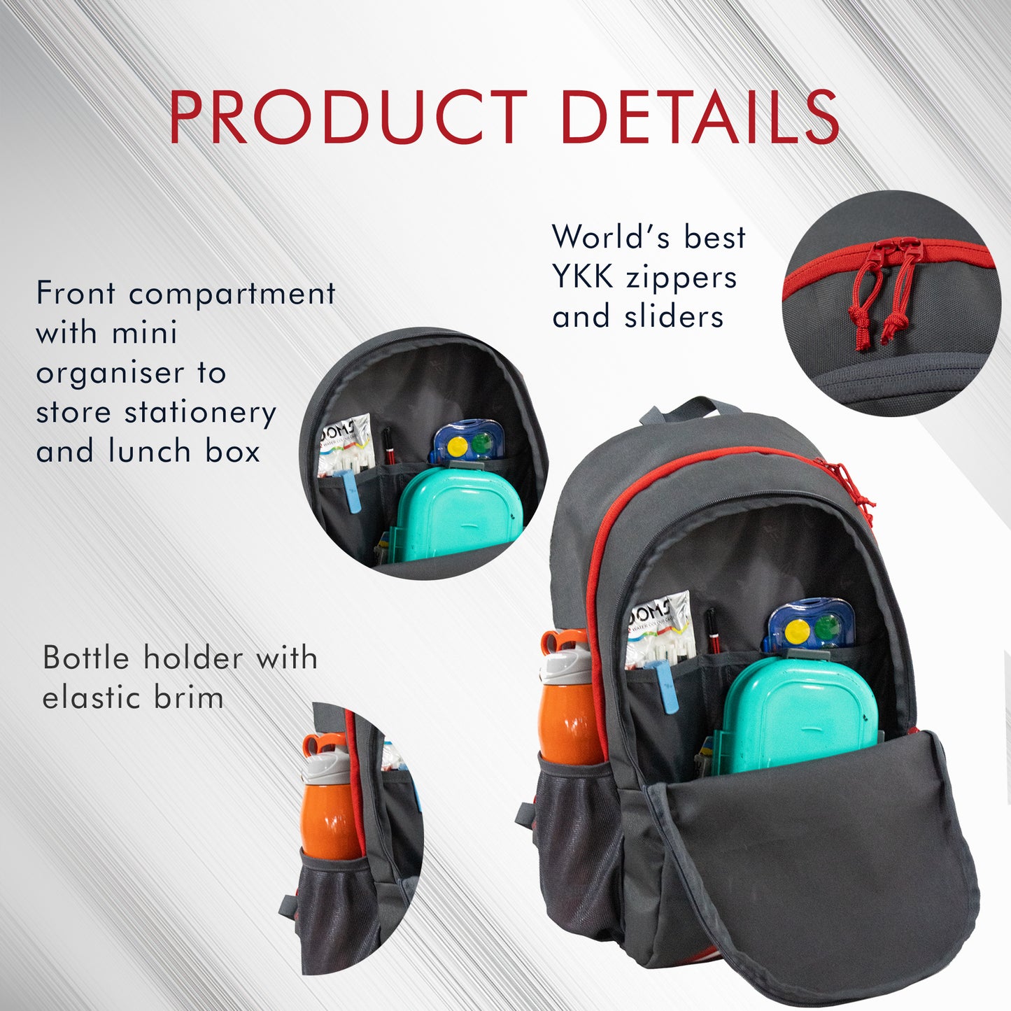 Frontier 25L Grey Red Backpack